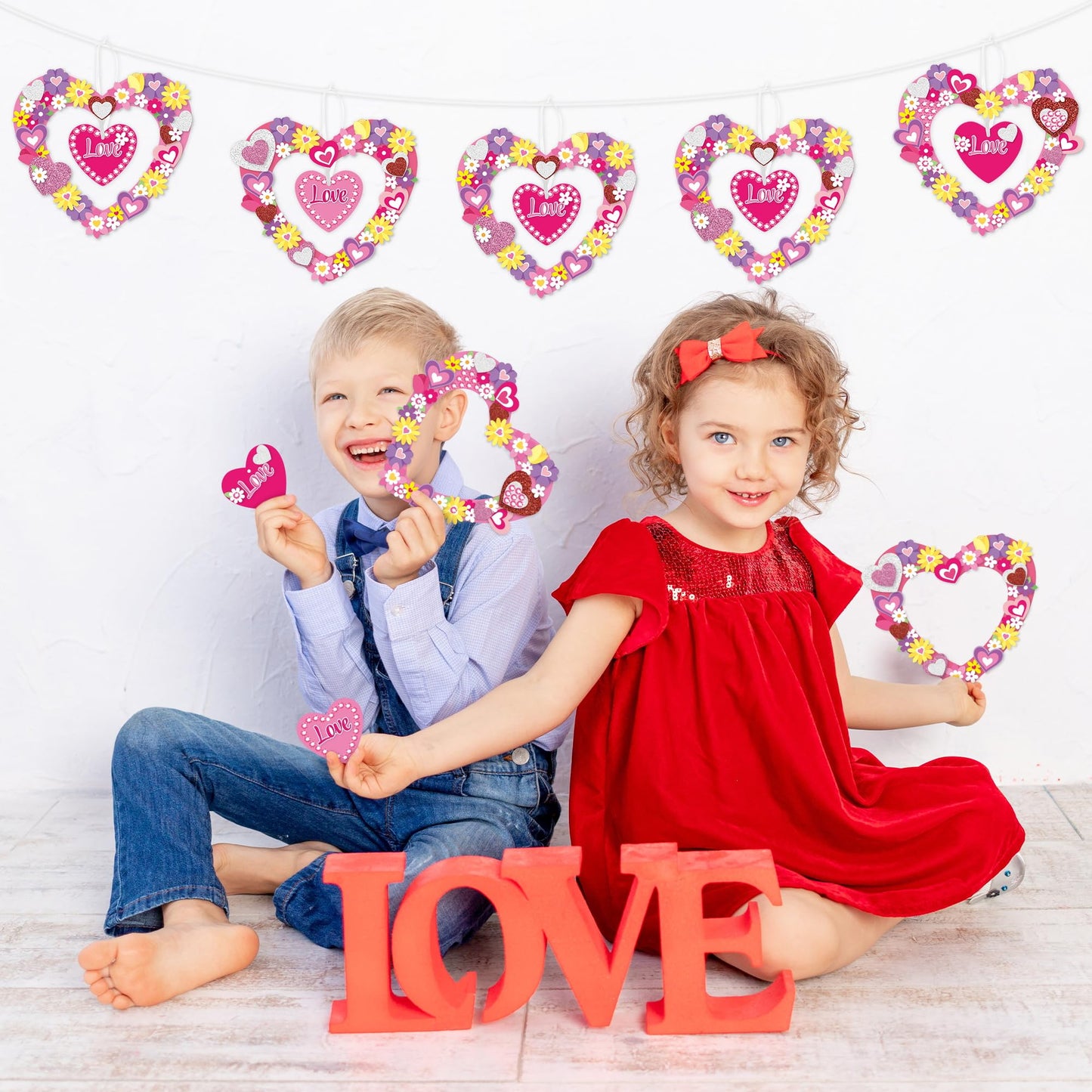 BeYumi Heart Wreath Craft Kit – 48Pcs Valentine’s DIY Decor & Gift