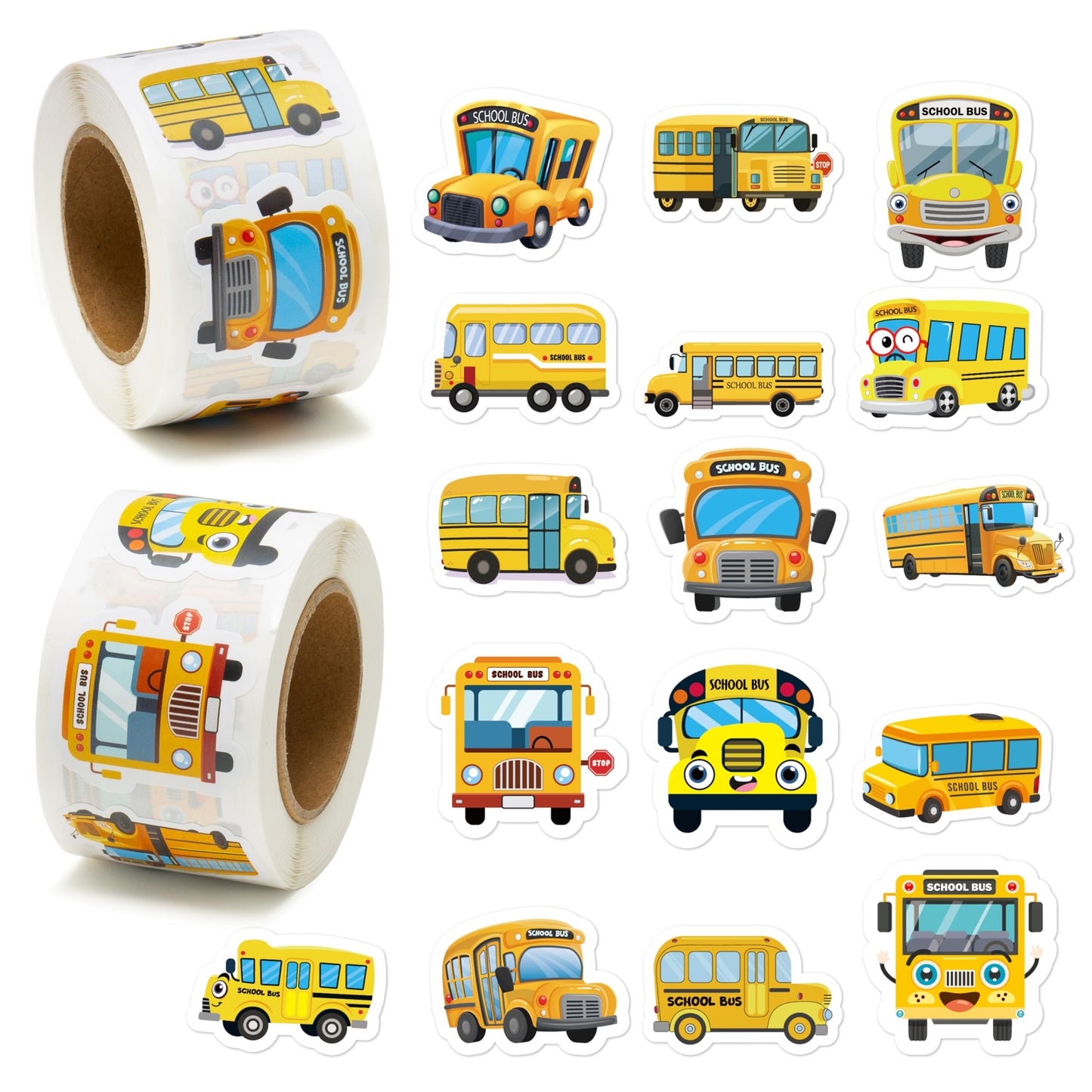 BeYumi School Bus Roll Stickers – 1000 Pcs Waterproof Vinyl Decals (2 Rolls)