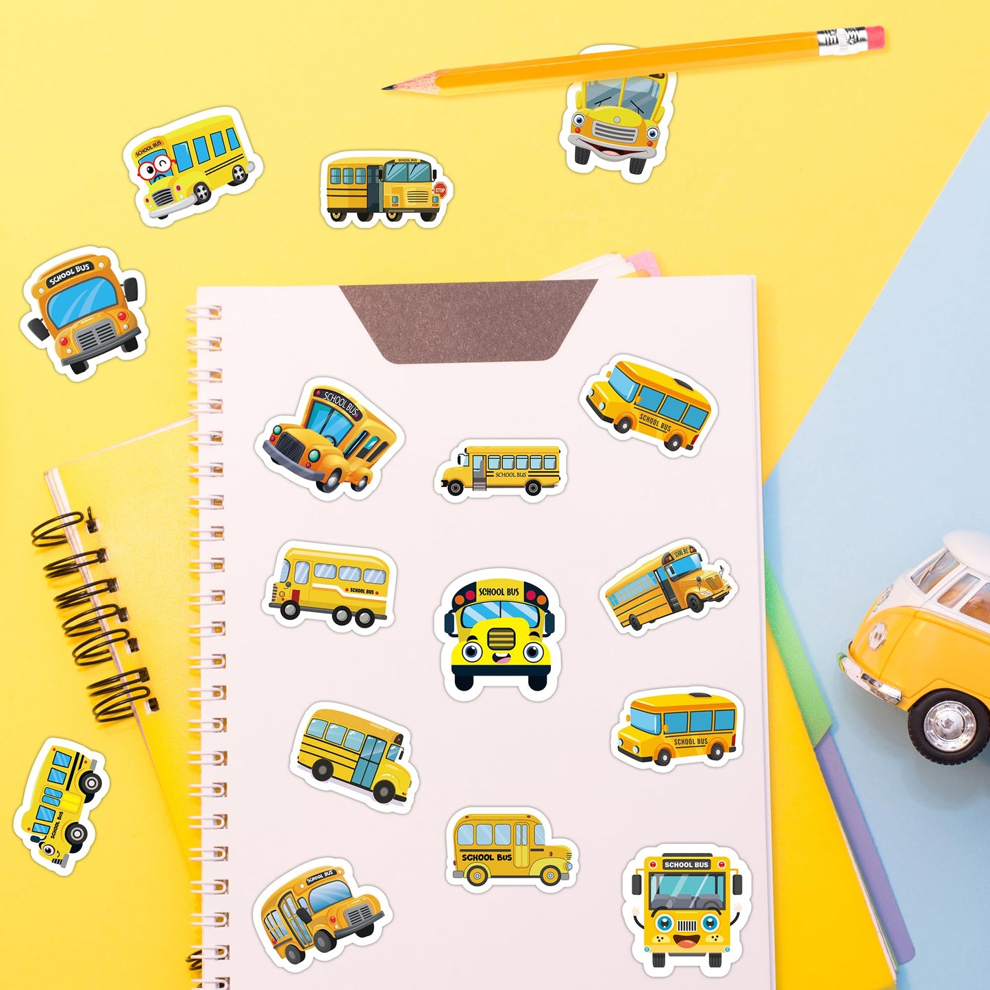 BeYumi School Bus Roll Stickers – 1000 Pcs Waterproof Vinyl Decals (2 Rolls)