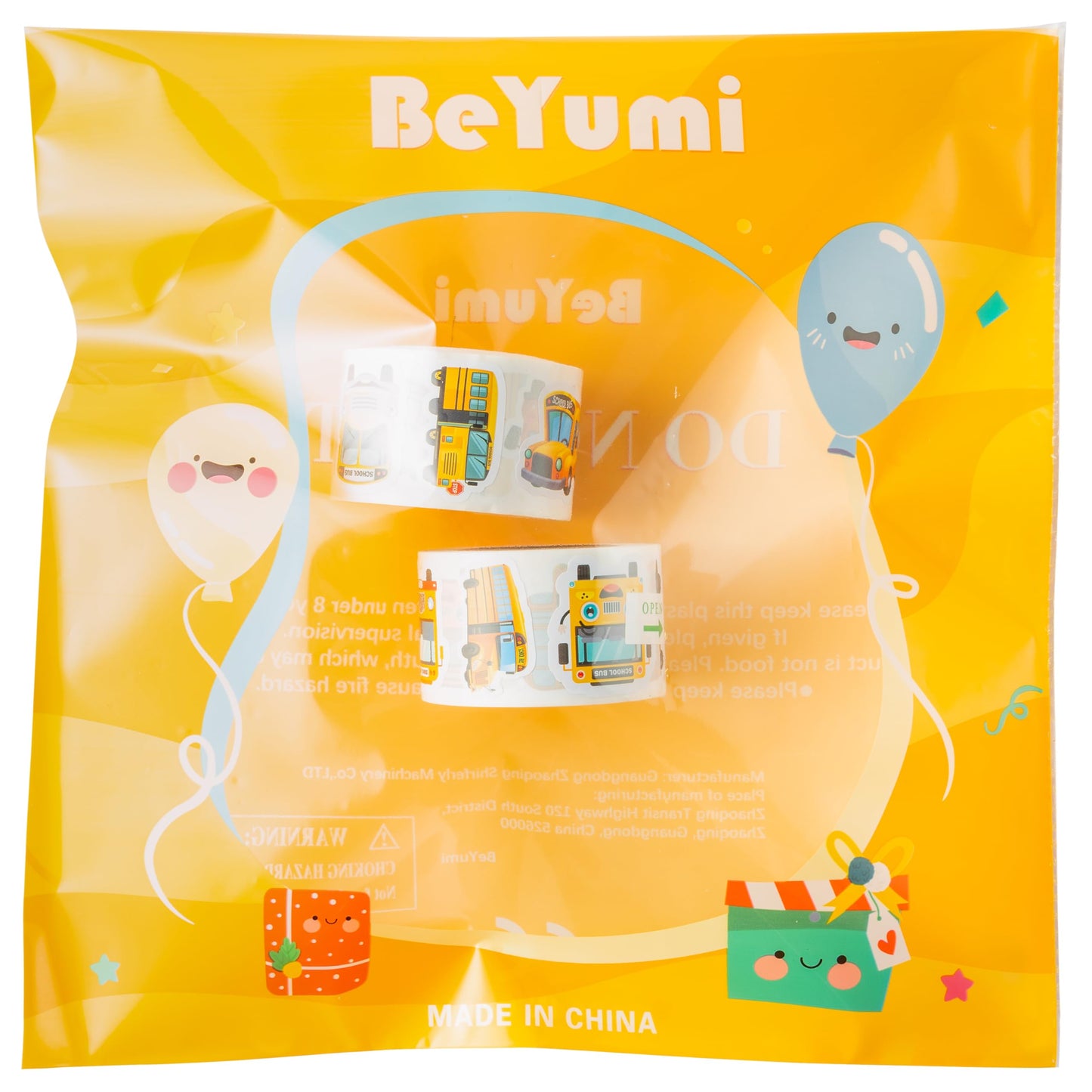 BeYumi School Bus Roll Stickers – 1000 Pcs Waterproof Vinyl Decals (2 Rolls)