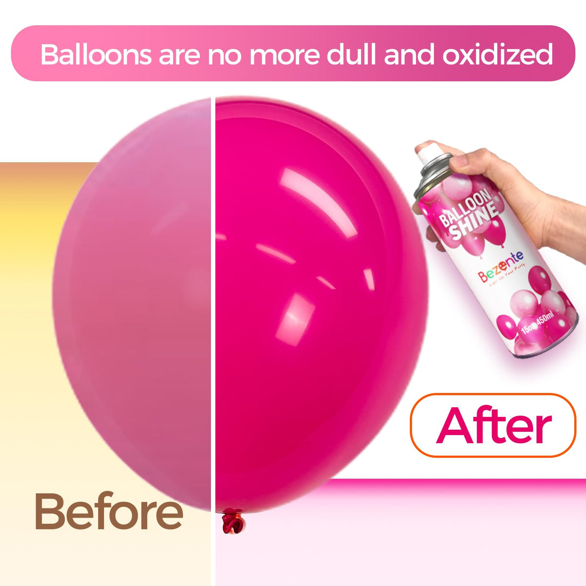 Bezente Balloon Shine Spray - 15oz | High Shine, Waterproof & Odorless Balloon Coating