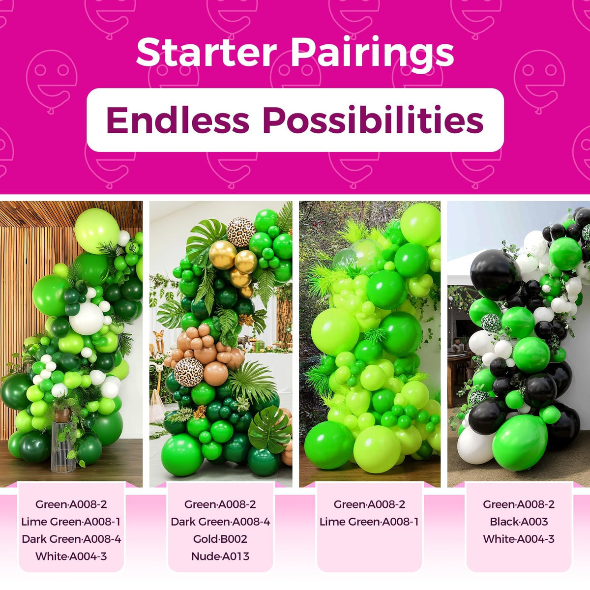 Bezente Green Latex Balloons – 150 Pack, 5-Inch Matte Balloons for Party Decor