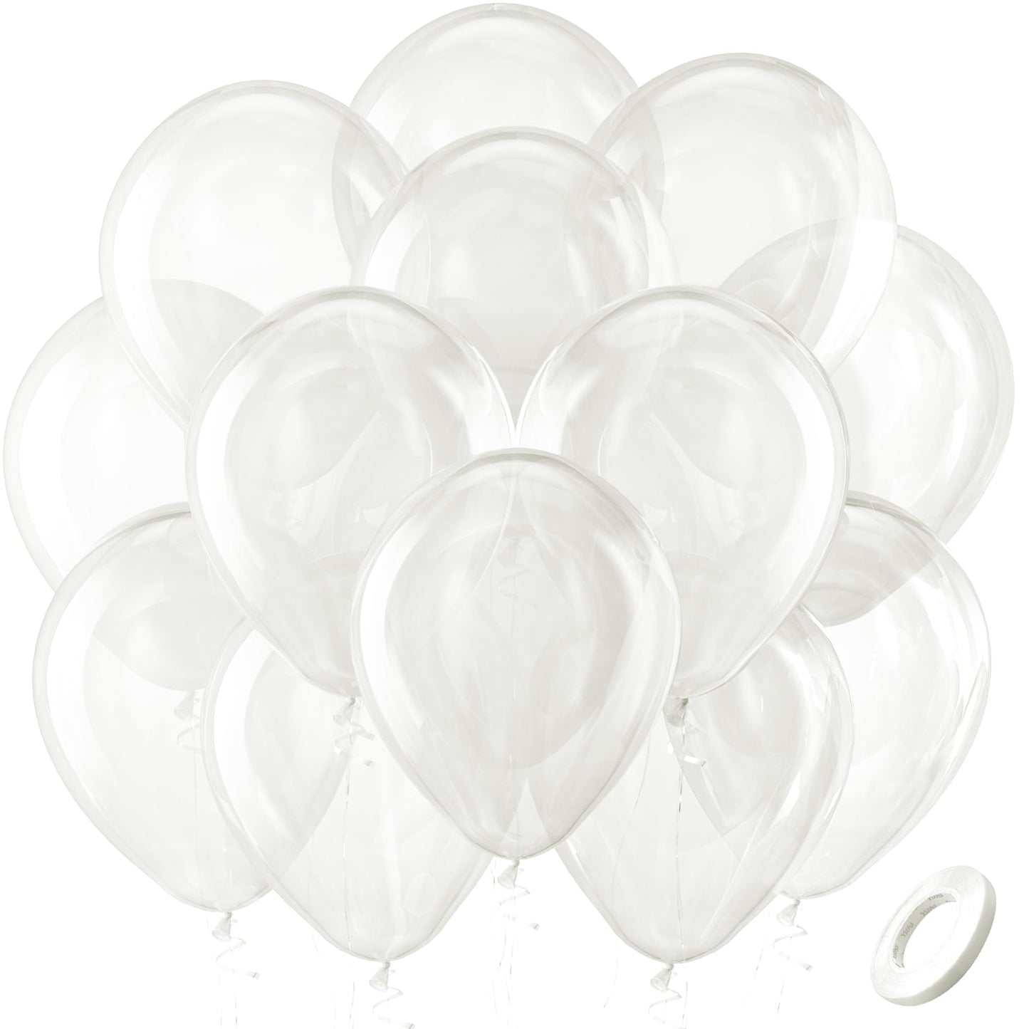 Bezente Clear Balloons 12in - 100 Pack Latex Balloons for Wedding & Party Decor