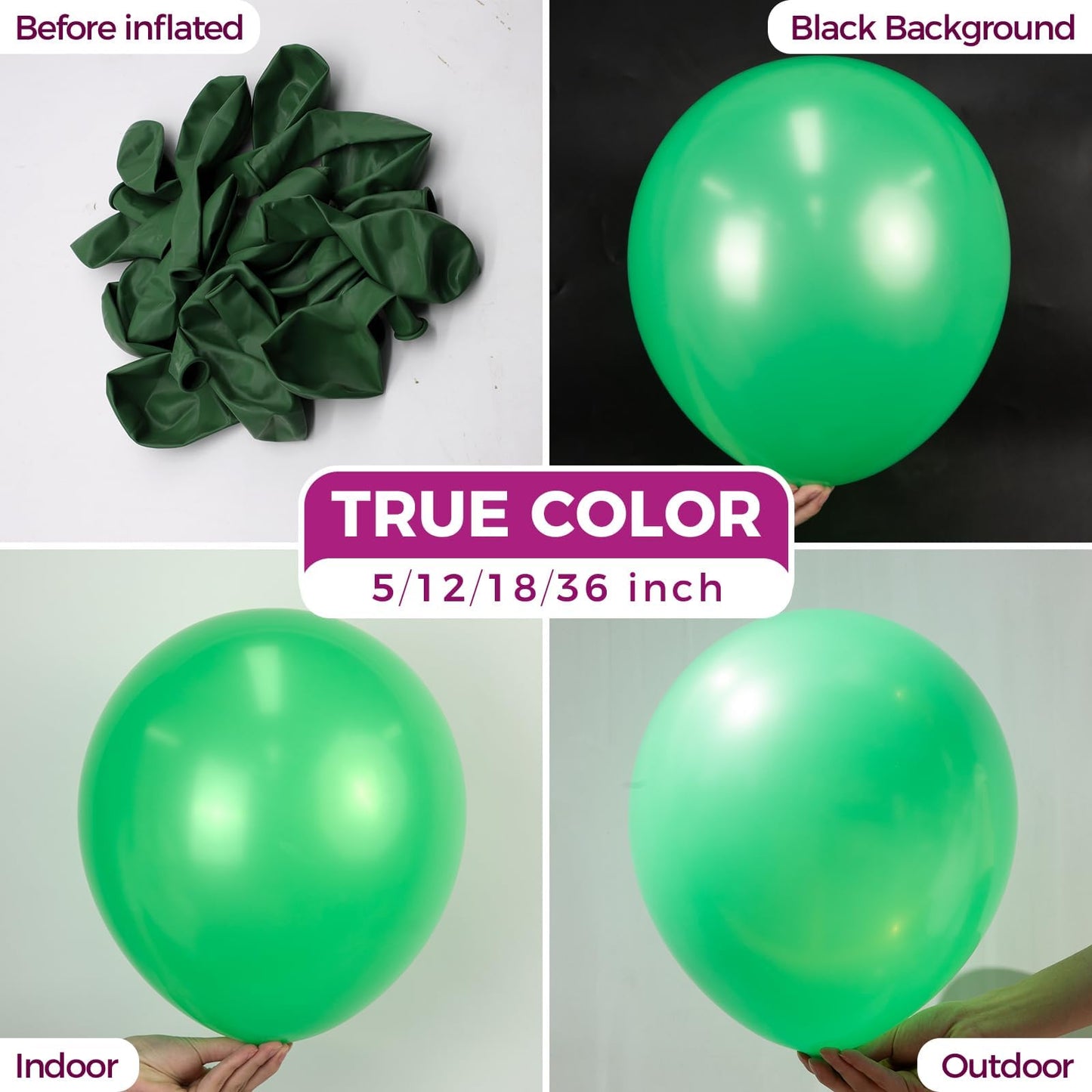 Bezente Green Latex Balloons – 150 Pack, 5-Inch Matte Balloons for Party Decor