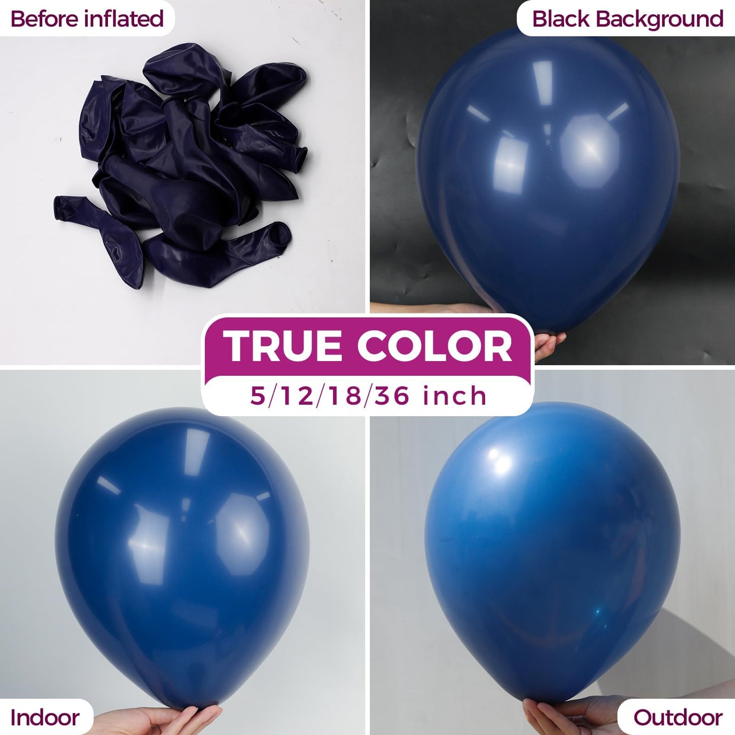 Bezente Navy Blue Balloons 18 Inch - 30 Pack Large Latex Balloons for Birthday, Wedding & Party Decor