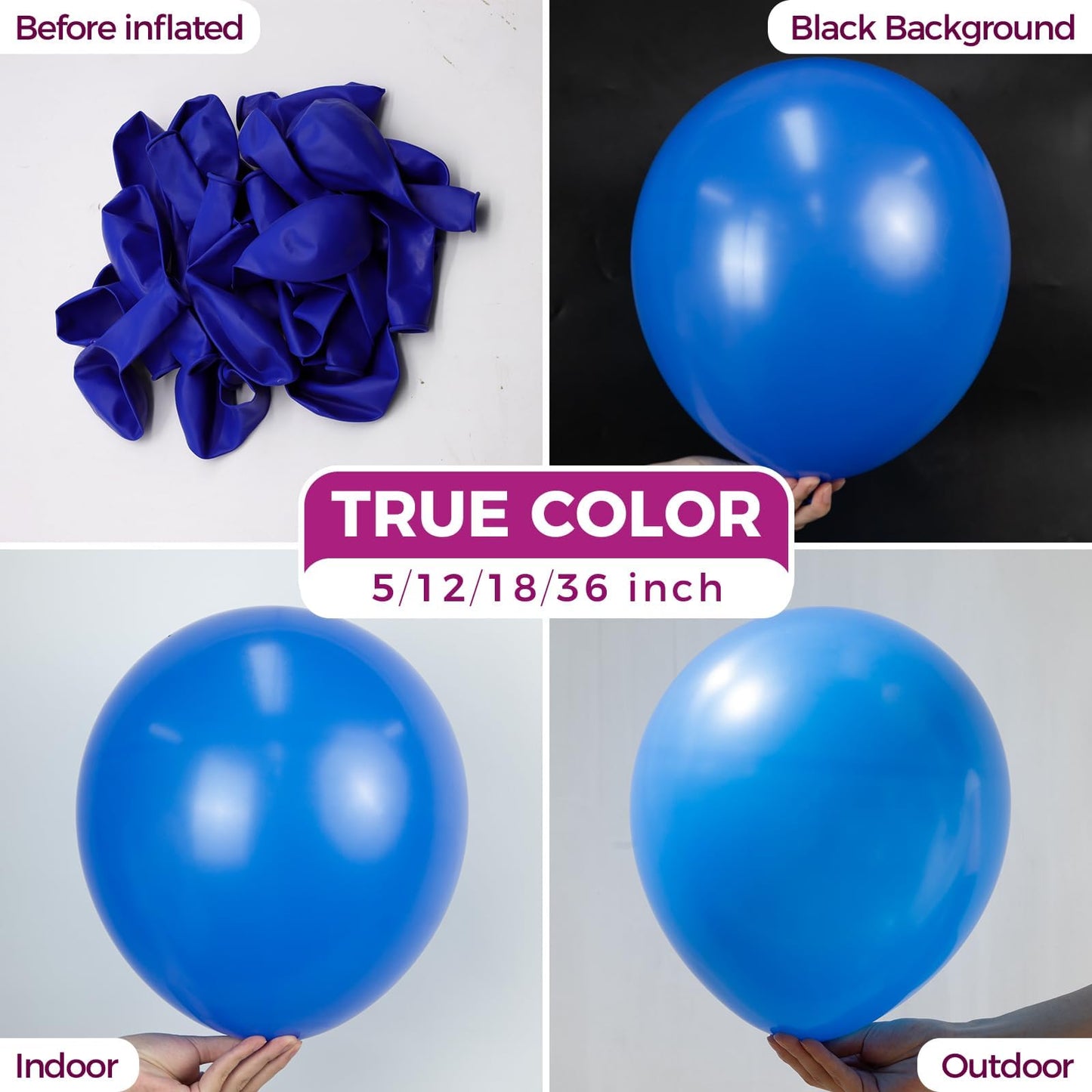 Bezente Royal Blue Latex Balloons – 100 Pack, 12-inch | Navy Blue Party Decorations for Birthdays, Graduations and More