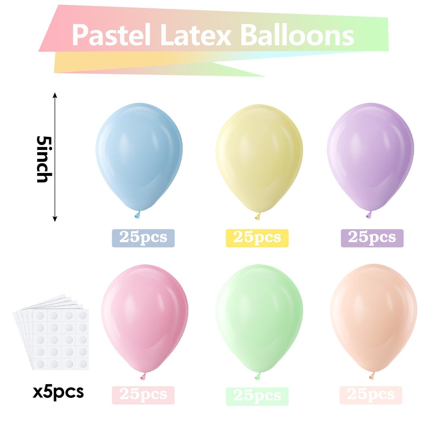 Bezente Pastel Balloons – 150 Pack 5-Inch Latex Party Balloons for Birthdays