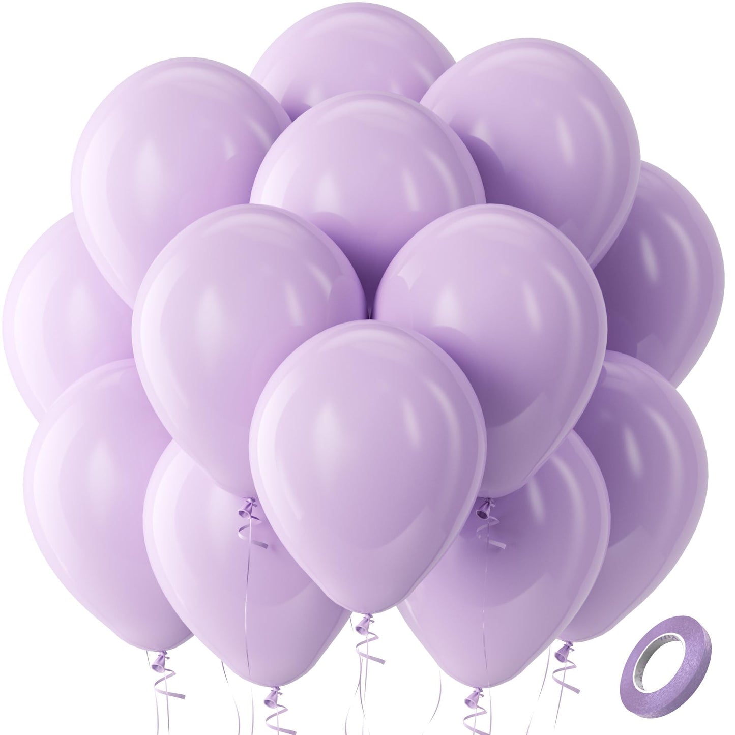 Bezente Pastel Purple Latex Balloons – 100 Pack, 12" Lavender Lilac Party Decor for Weddings & Celebrations