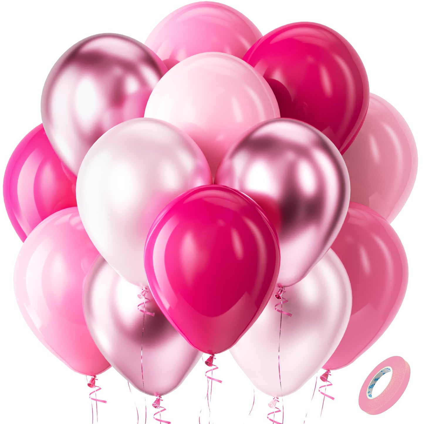 Bezente Pink Balloons Set — 60pc, 12in Latex Party Kit