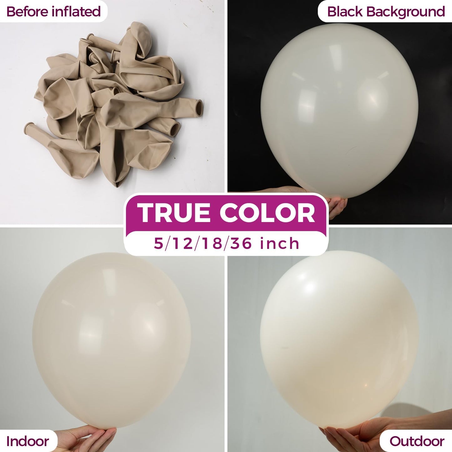 Bezente White Sand Latex Balloons – 100 Pack, 12 Inch, White Theme Party Decor