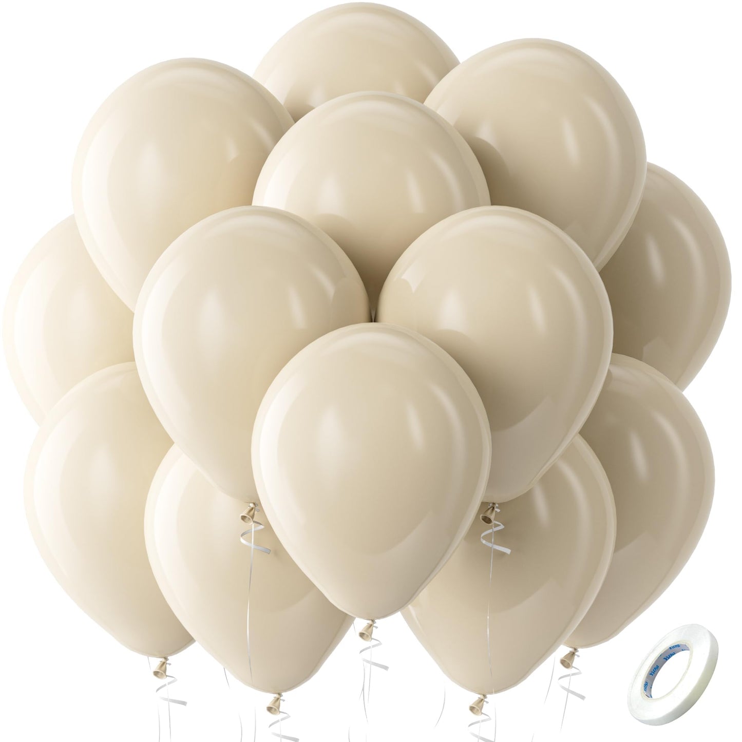 Bezente White Sand Latex Balloons – 100 Pack, 12 Inch, White Theme Party Decor