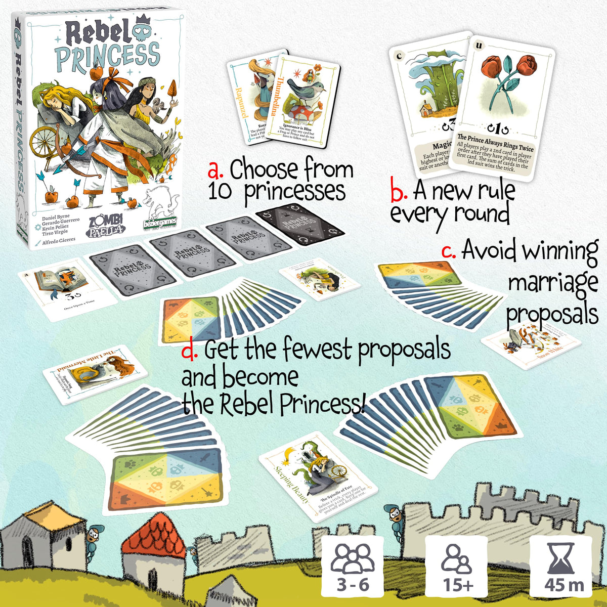 Bezier Games Rebel Princess – Fast-Paced Card Game for 3+ Players, 45 Minutes