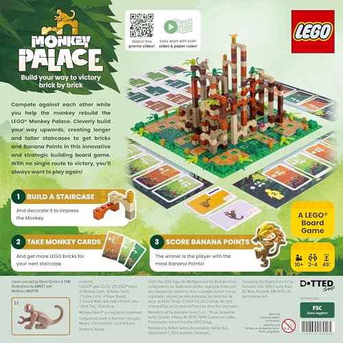 Bezzerwizzer Monkey Palace – LEGO Brick-Build Board Game for 2-4 Players, 45 Minutes