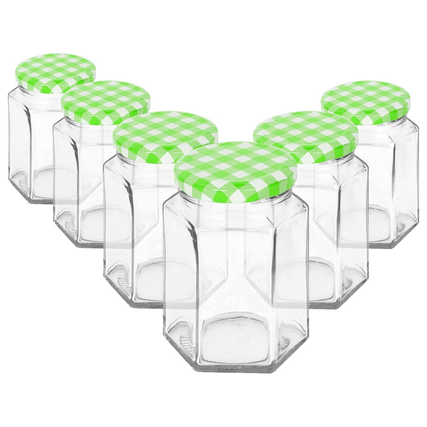 250ml Hexagonal Glass Jam Jars with Lids - Pack of Six