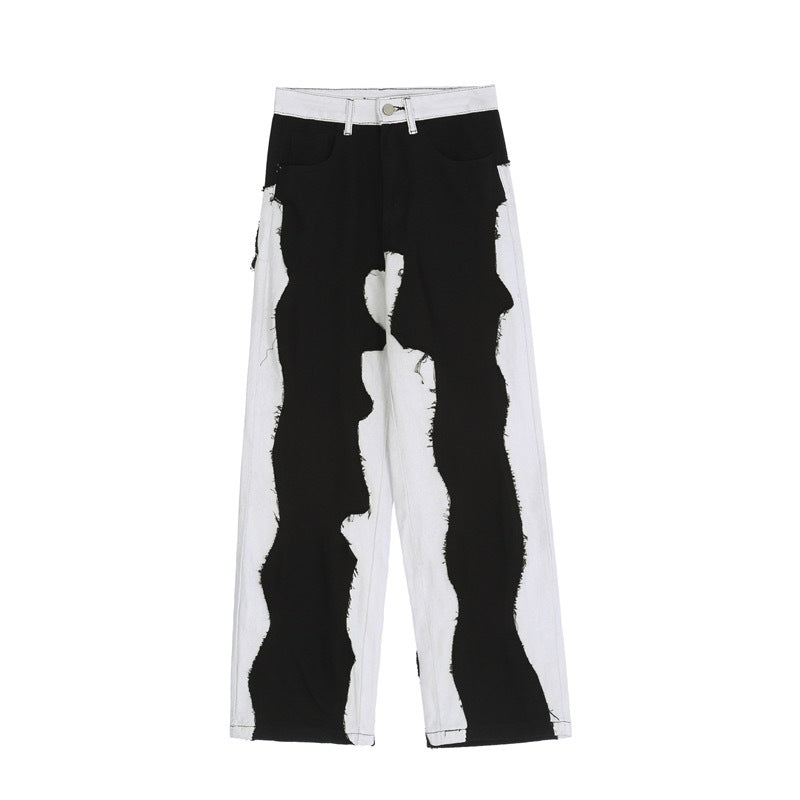 Black And White Patchwork Design Sense Patchwork Jeans