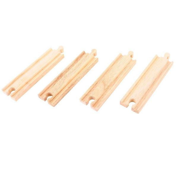 Big Jigs Wooden Train Set Accessories - Medium Straights (set of 4)