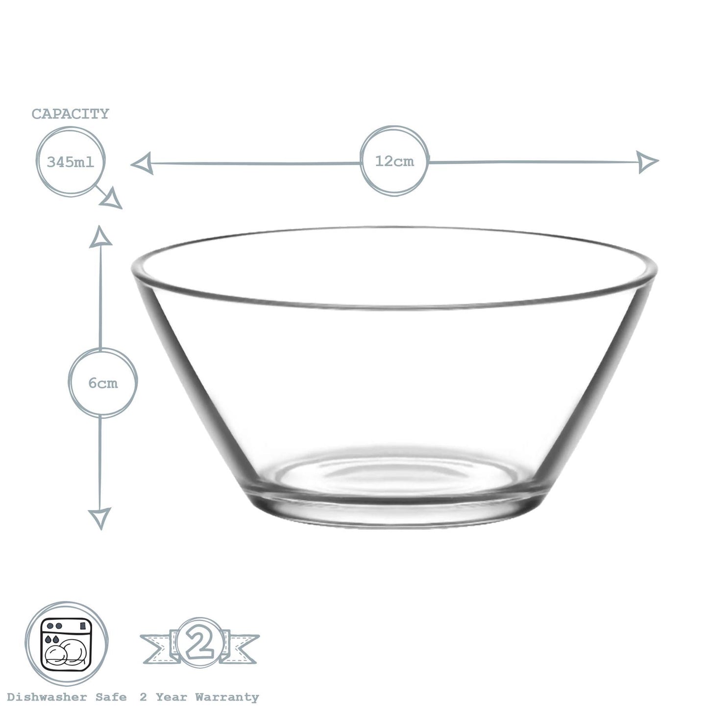 12cm Vega Glass Serving Bowls - Pack of Six