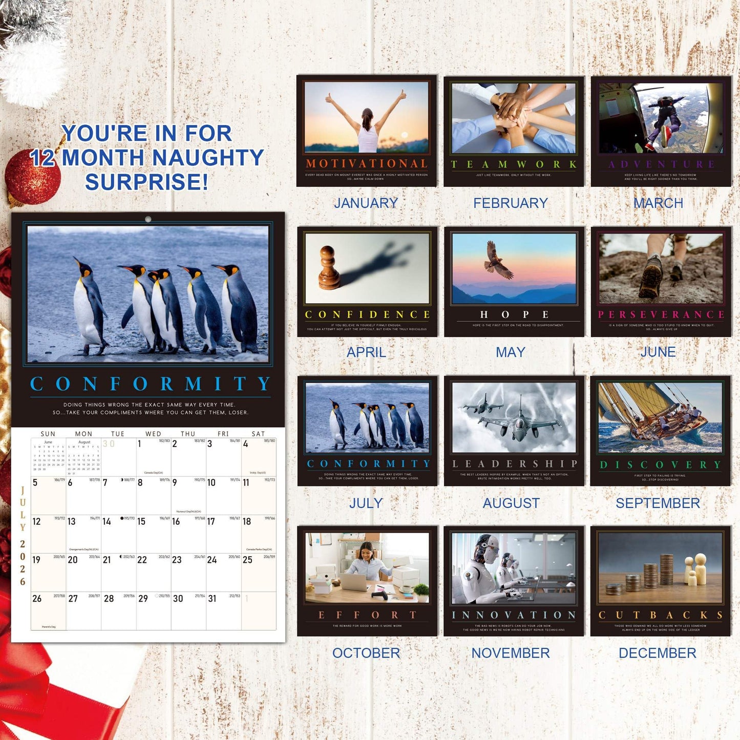 BFFPOSI Funny Calendar 2026 – Demotivational Wall Calendar & Gag Gift