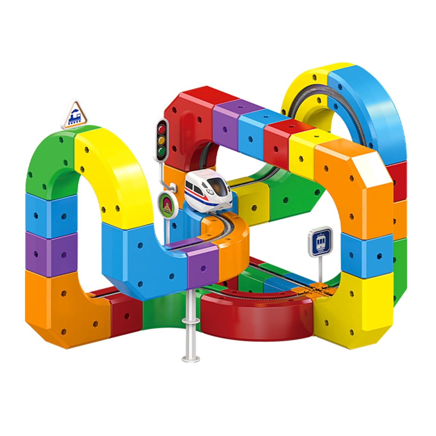 BFTDjanus 3D Infinity Track Train Set — Magnetic, Buildable 81-Piece STEM Rail System for Kids 4–12