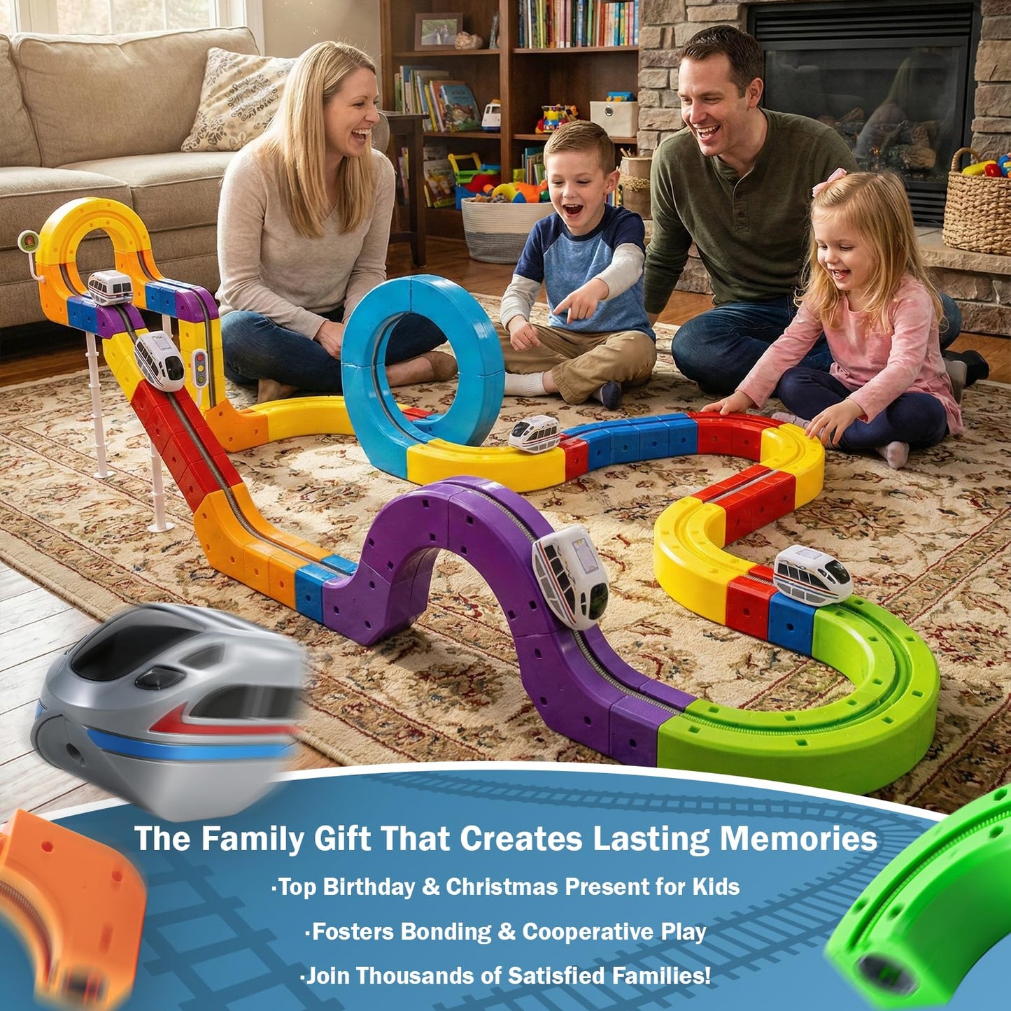 BFTDjanus 3D Infinity Track Train Set — Magnetic, Buildable 81-Piece STEM Rail System for Kids 4–12