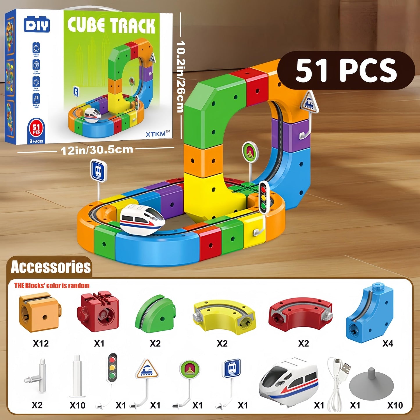 BFTDjanus 3D Infinity Track Set – 51-Piece STEM Building Train Toy for Toddlers Aged 3-6