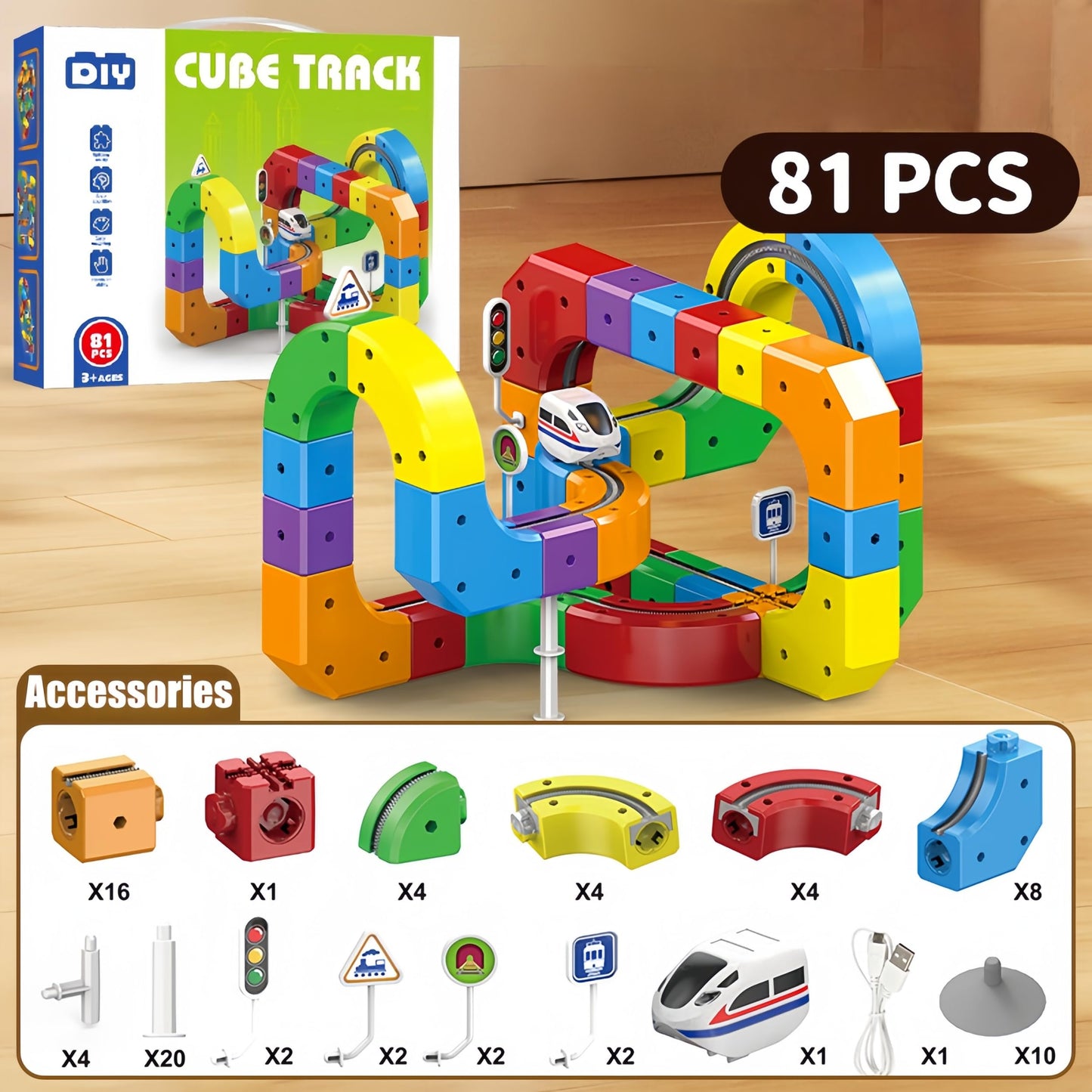 BFTDjanus 3D Infinity Track Train Set — Magnetic, Buildable 81-Piece STEM Rail System for Kids 4–12