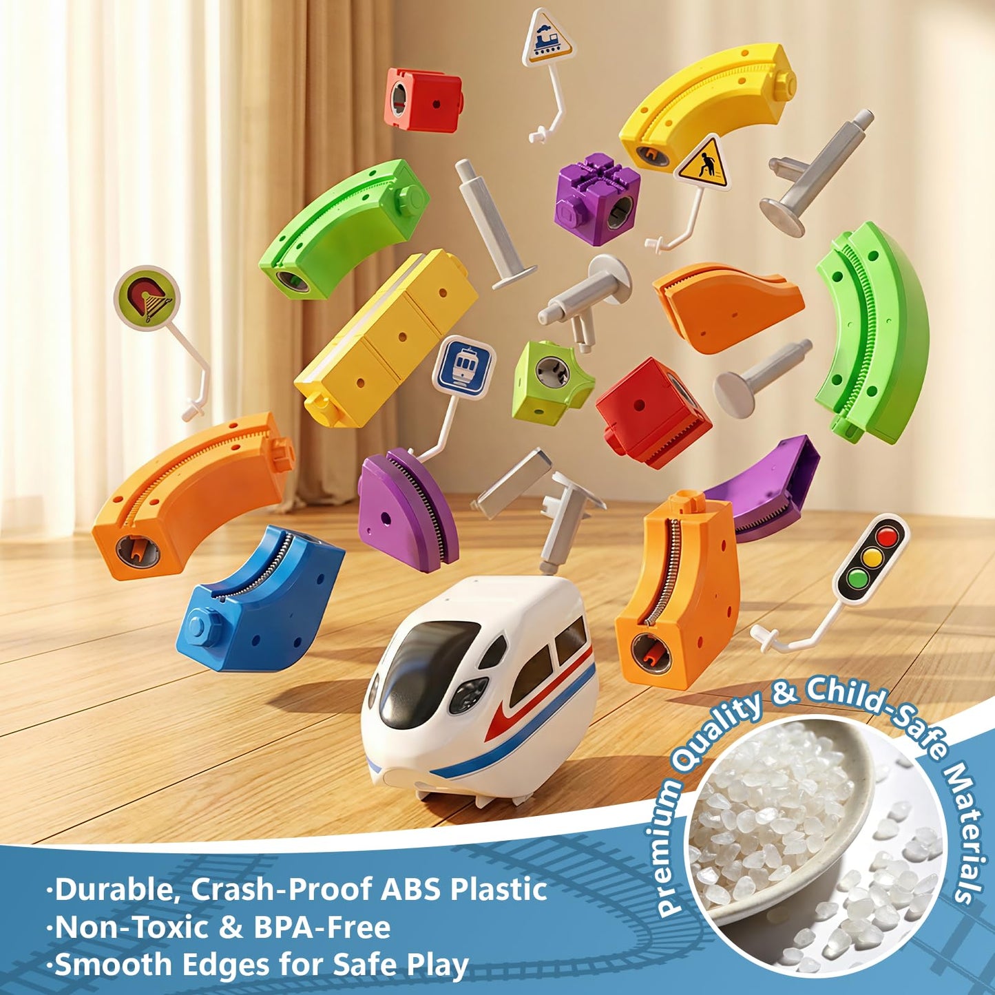 BFTDjanus 3D Infinity Track Train Set — Magnetic, Buildable 81-Piece STEM Rail System for Kids 4–12