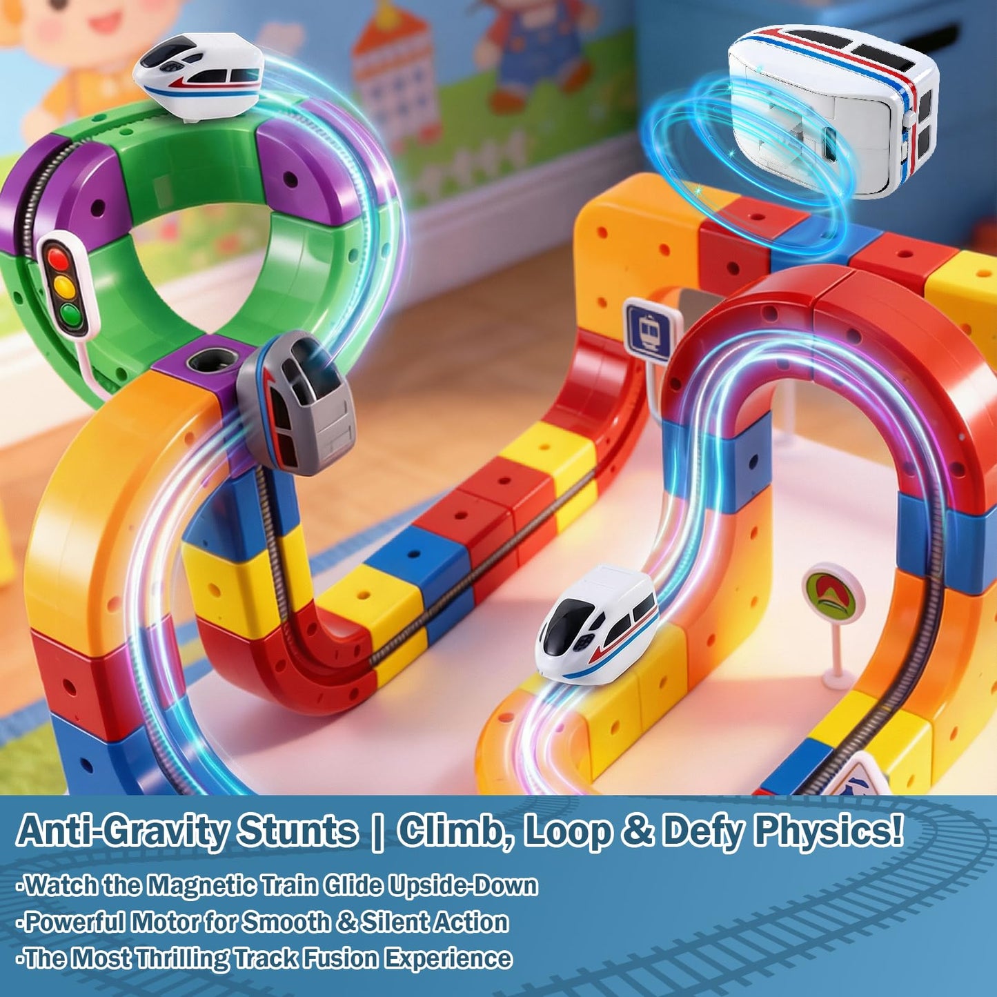 BFTDjanus 3D Infinity Track Set – 51-Piece STEM Building Train Toy for Toddlers Aged 3-6