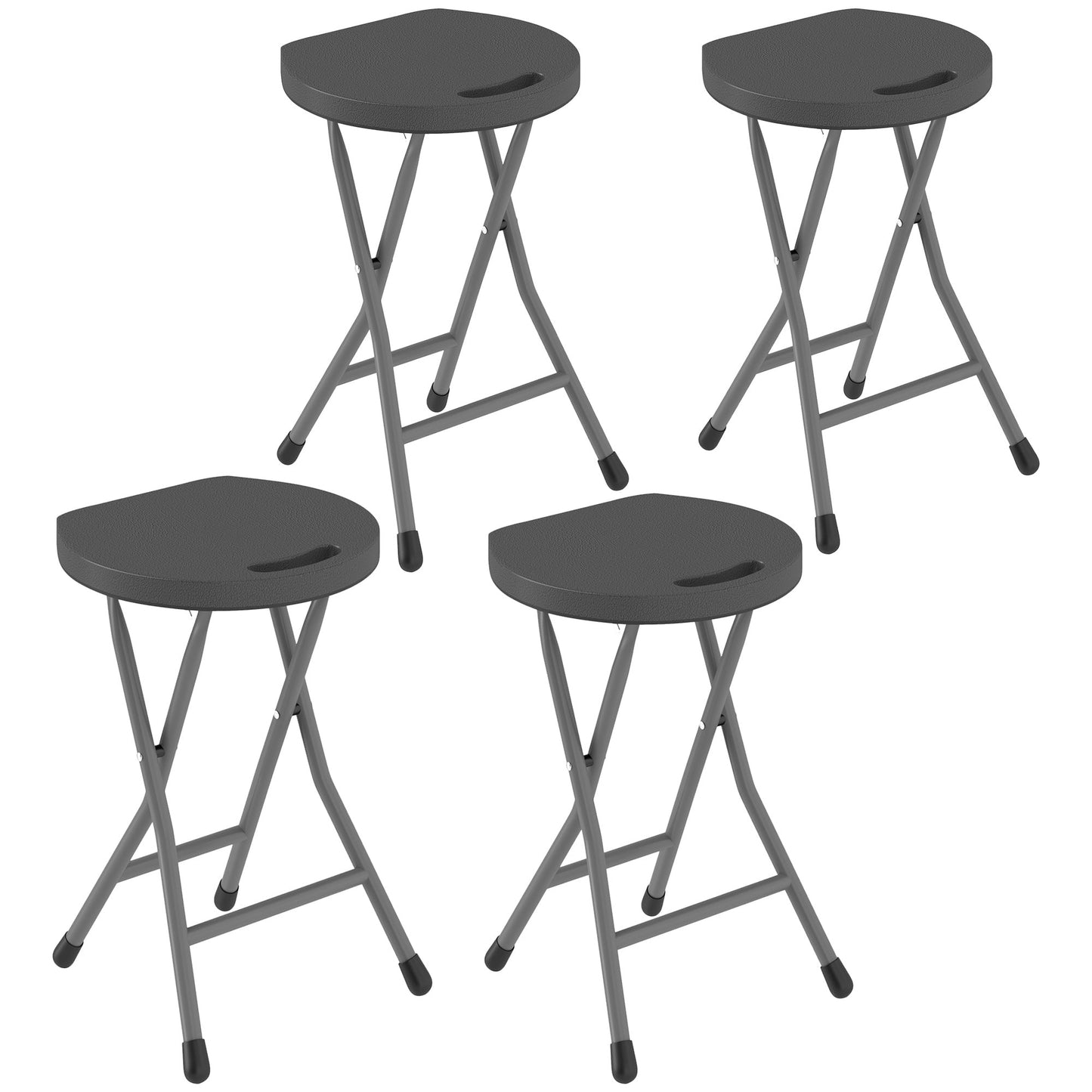 Outsunny Folding Stool Set of 4, Decorative Garden Stool Set