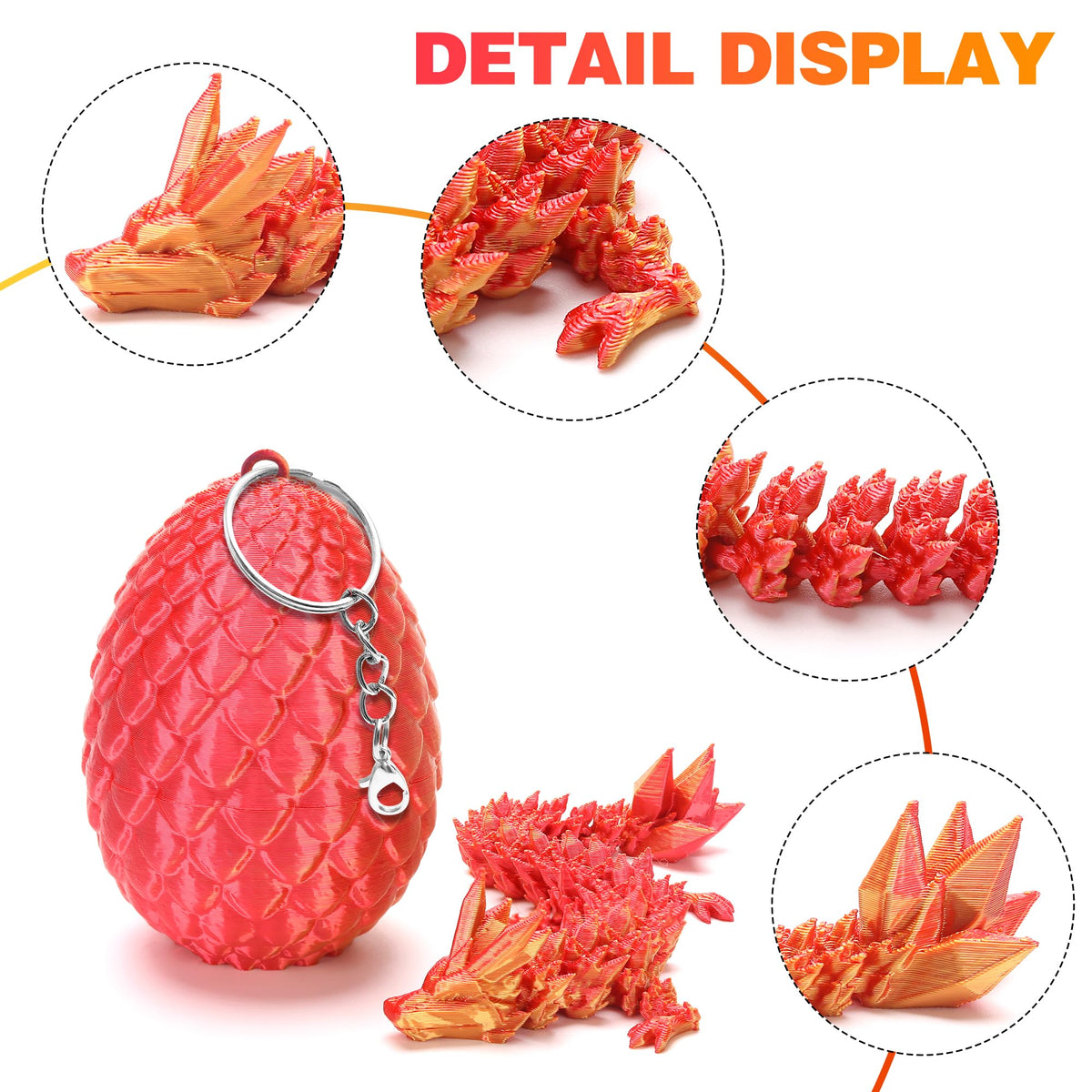 bgezxuy 4 Pcs Mini 3D Printed Dragon Eggs with Dragons Inside – Articulated Crystal Dragons in Dinosaur Egg