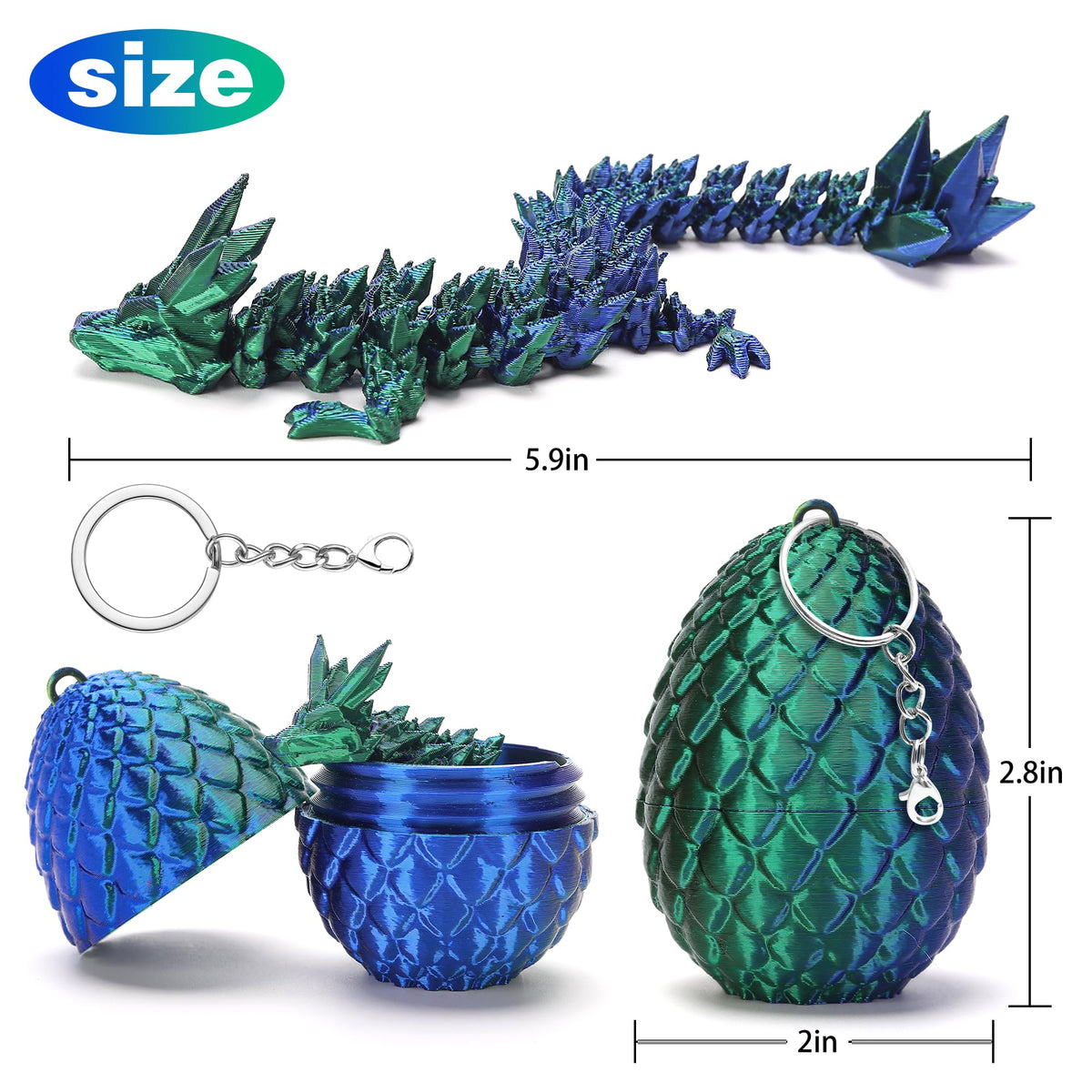 bgezxuy 4 Pcs Mini 3D Printed Dragon Eggs with Dragons Inside – Articulated Crystal Dragons in Dinosaur Egg