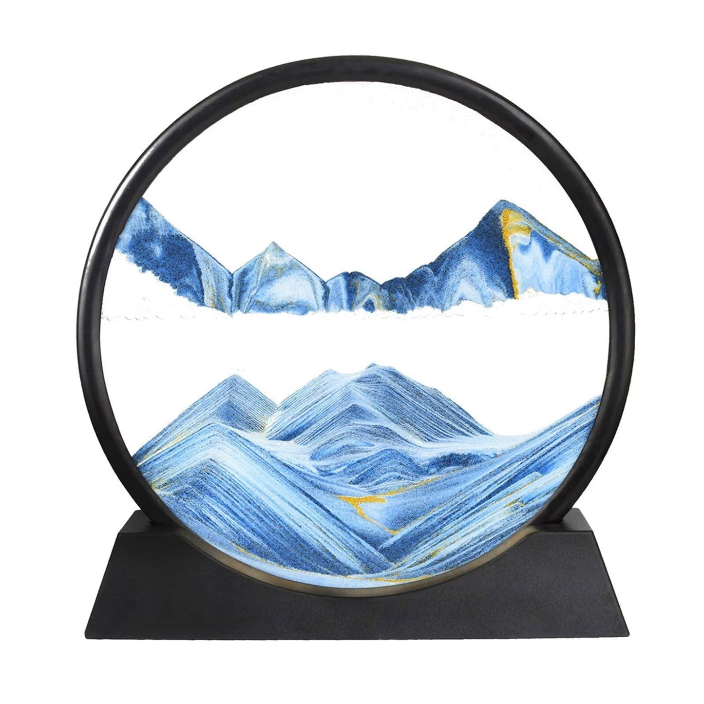 BGFJYUK Moving Sand Art Picture in Motion – 12inch Blue Round 3D Deep Sea Sandscapes for Desk and Home Decor