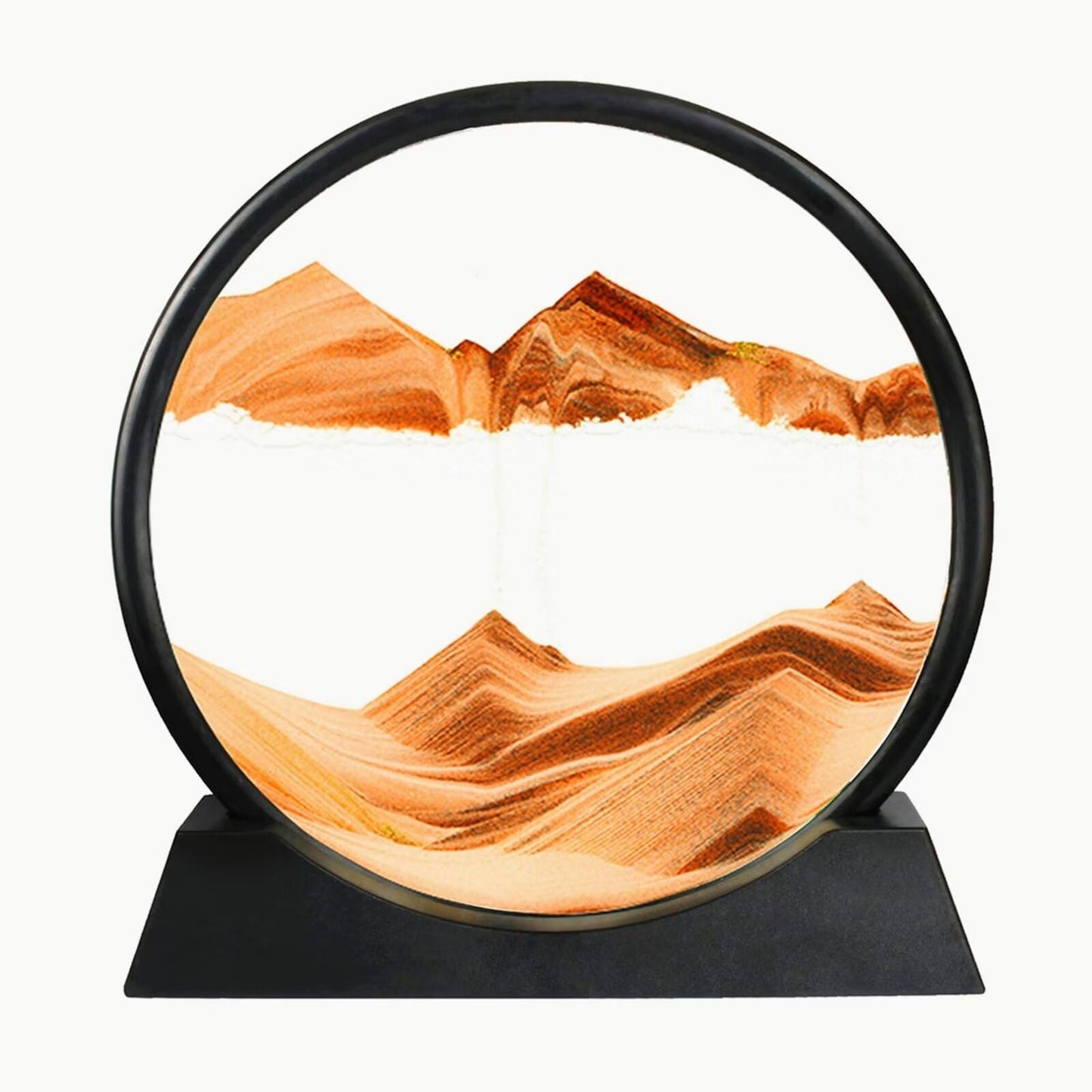 BGFJYUK Moving Sand Art Picture – 12-Inch Orange Round Glass 3D Deep Sea Sandscapes for Desk Decor