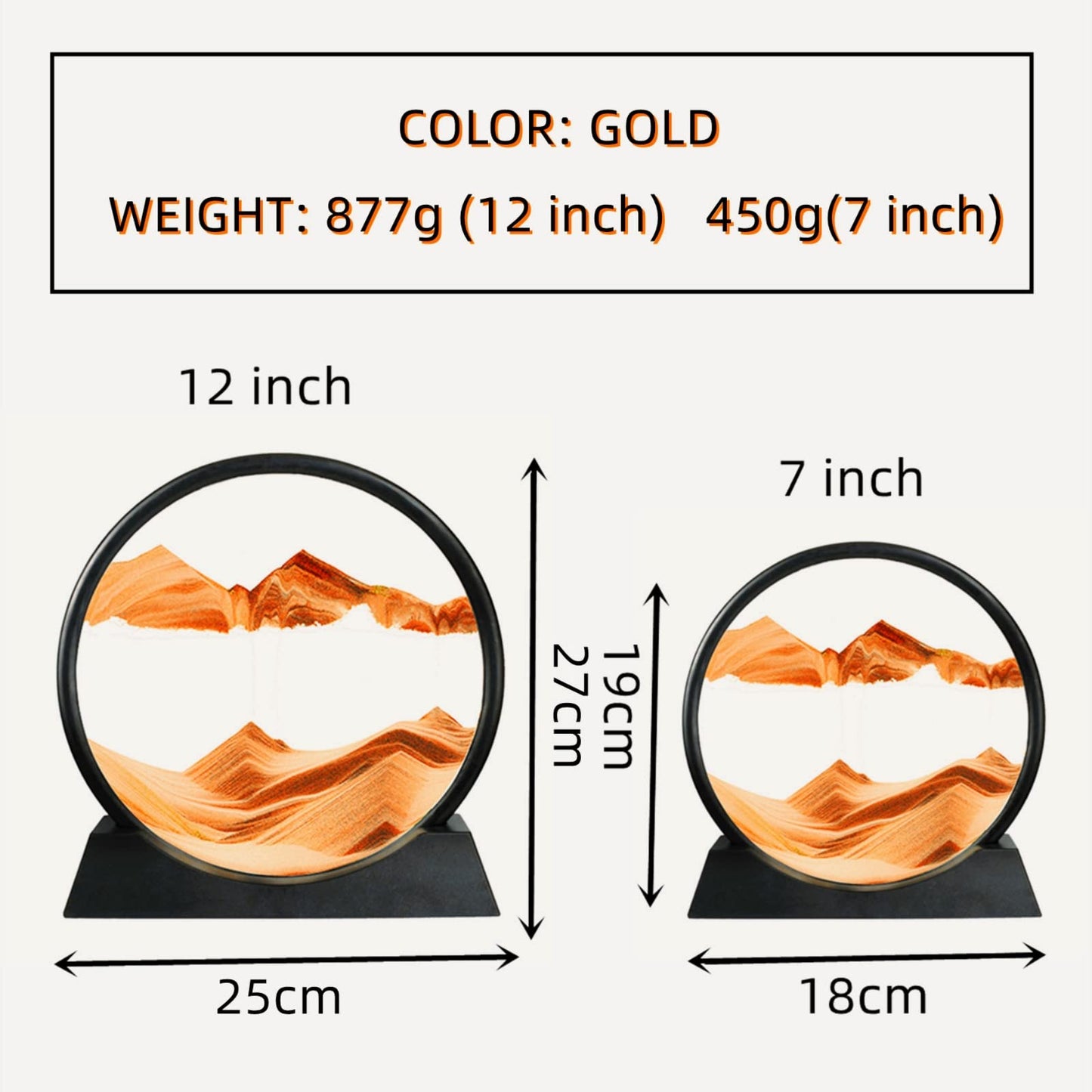 BGFJYUK Moving Sand Art Picture – 12-Inch Orange Round Glass 3D Deep Sea Sandscapes for Desk Decor