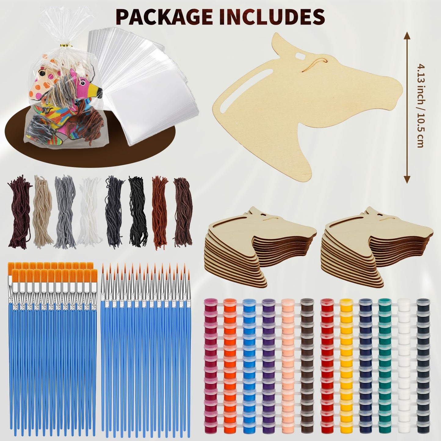 BGick Horse Party Favors Kit — 24 Wooden Horse Crafts + Paint & Accessories