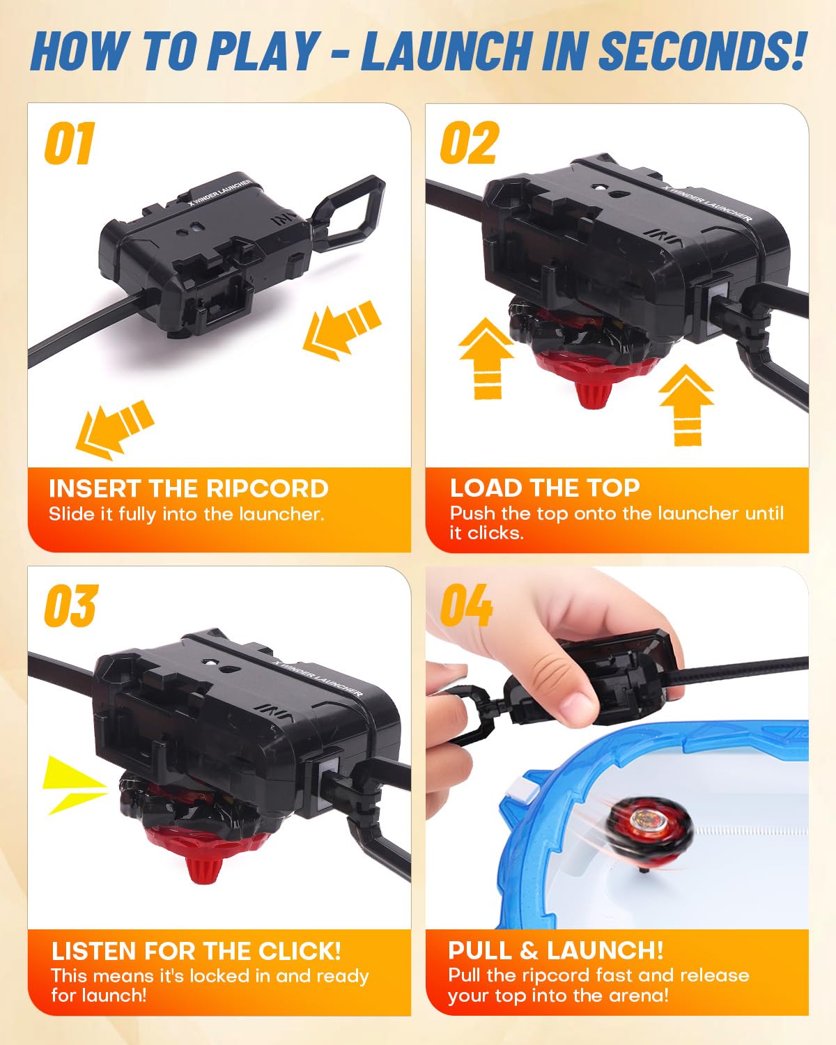BGOVTAPO X Stadium Starter Kit – 6 Battle Tops Arena, 2 Launchers, Acceleration Track