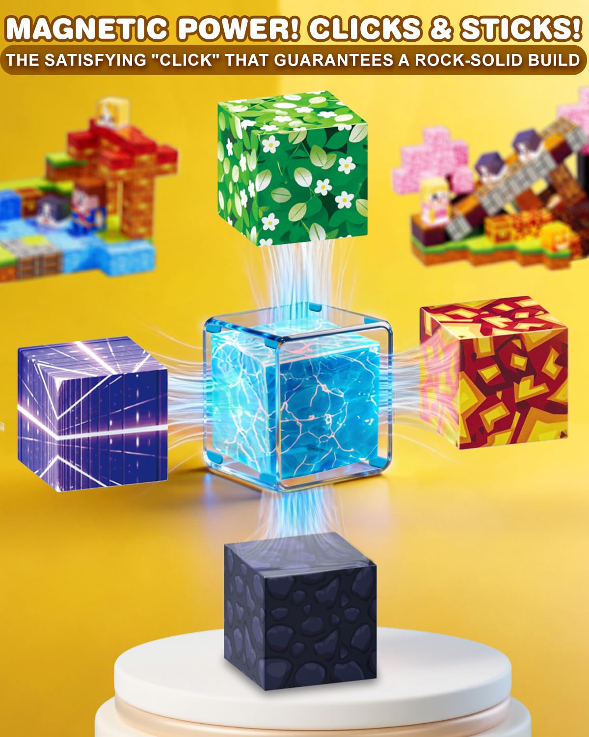 BGOVTAPO Magnetic Blocks 220-Piece Set – Large 1-Inch STEM Blocks for Kids