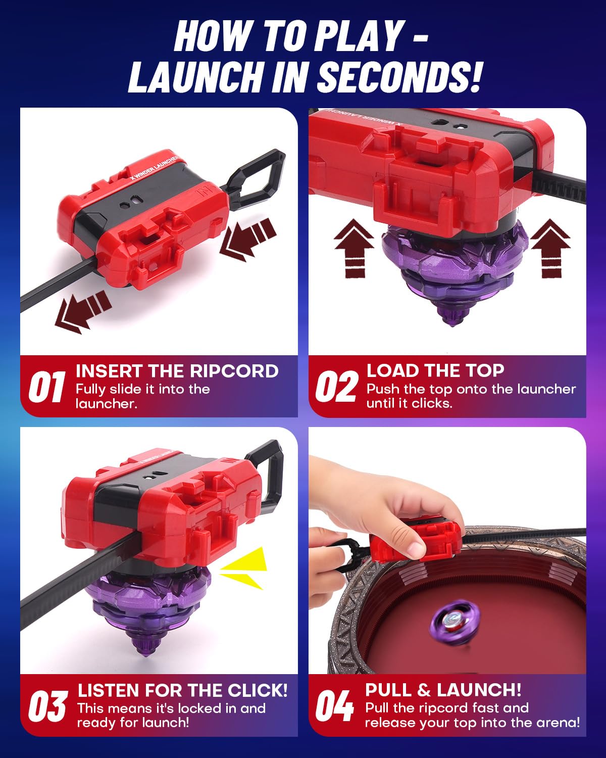 BGOVTAPO X Stadium Starter Kit – Ultimate Spin Top Battle Set with 6 Tops, 2 Launchers & Arena | Ages 6+