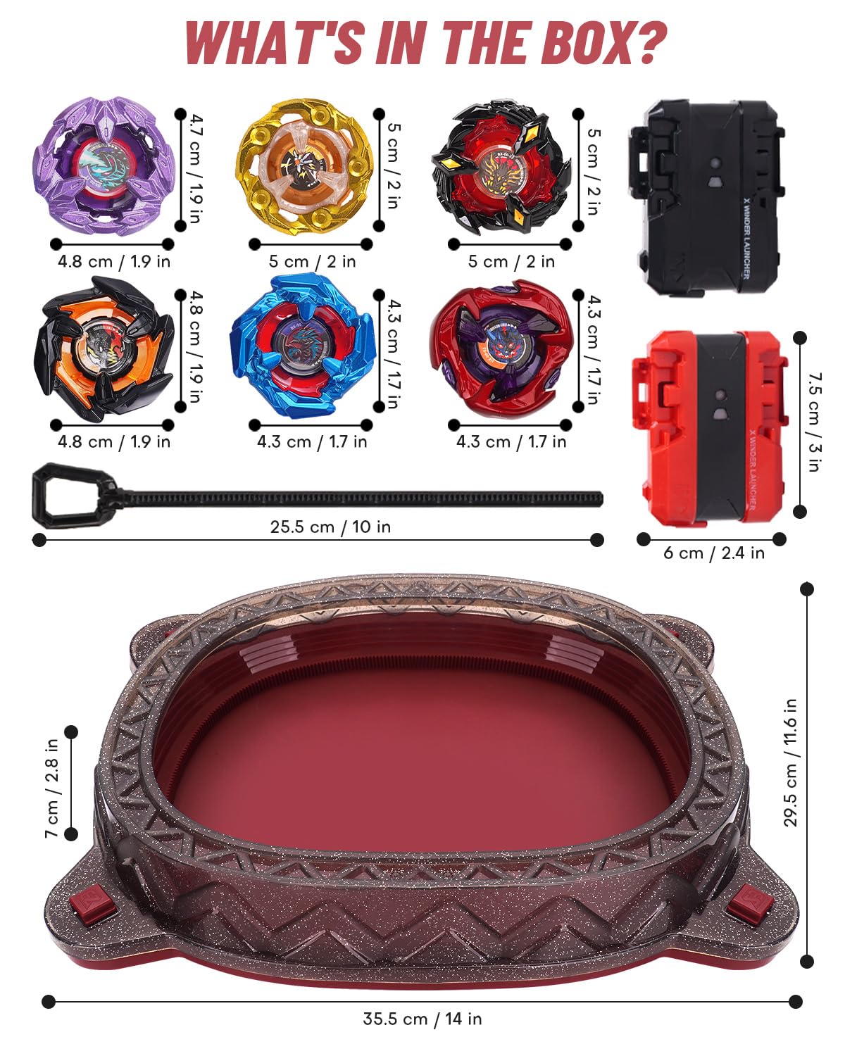 BGOVTAPO X Stadium Starter Kit – Ultimate Spin Top Battle Set with 6 Tops, 2 Launchers & Arena | Ages 6+