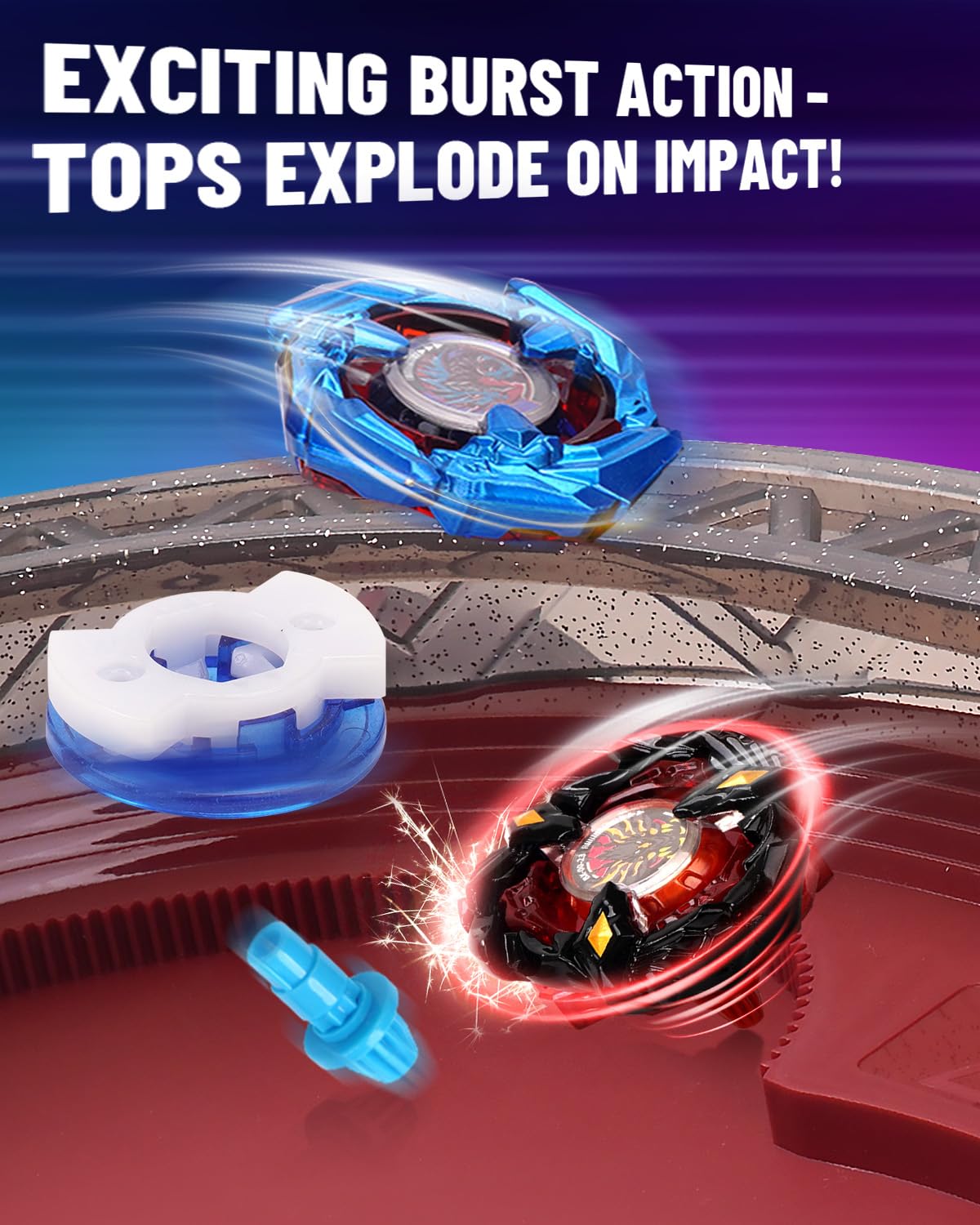 BGOVTAPO X Stadium Starter Kit – Ultimate Spin Top Battle Set with 6 Tops, 2 Launchers & Arena | Ages 6+
