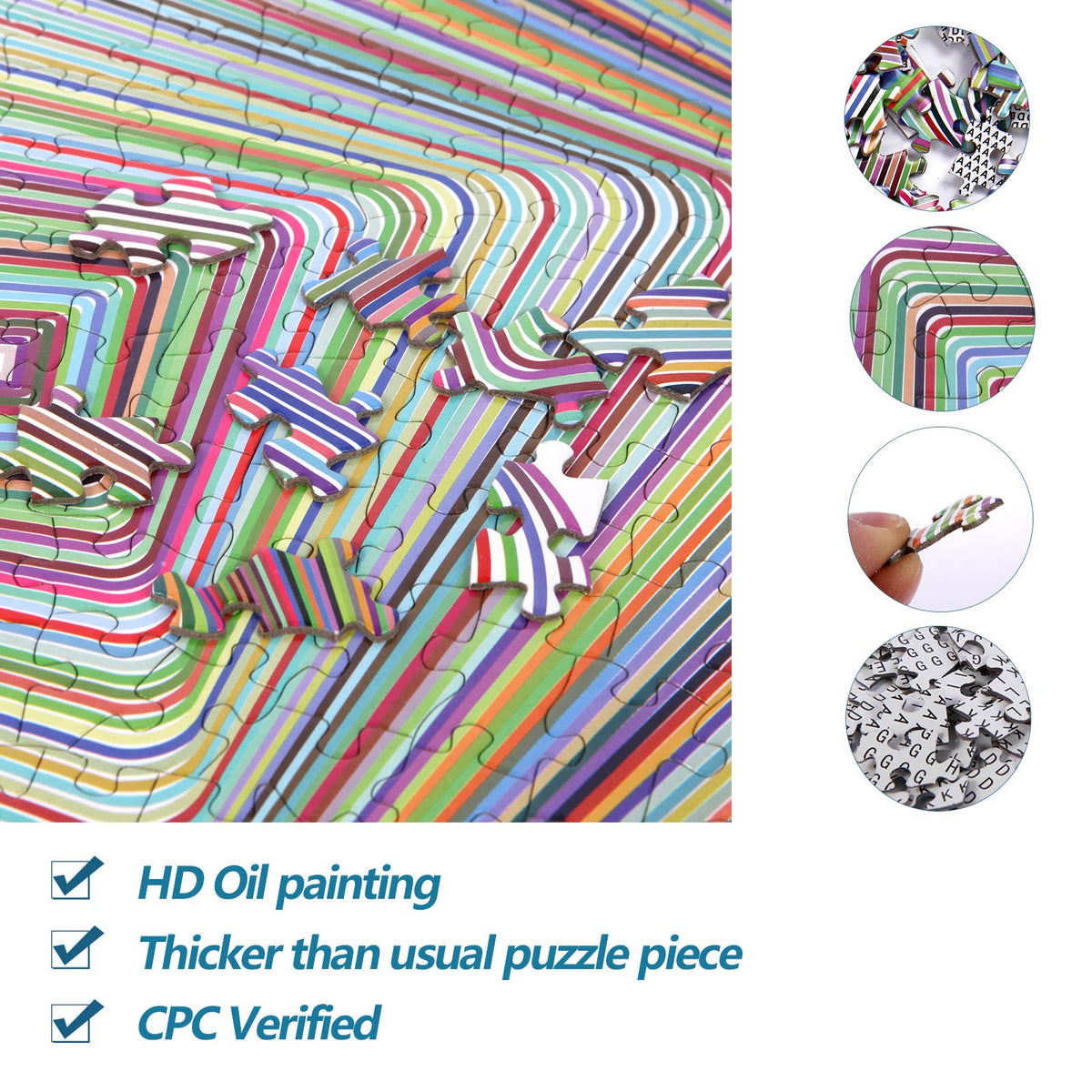 Bgraamiens Puzzle-Twisted 3D Colorful Squares – 1000-Piece Jigsaw Puzzle for Adults (24x24)