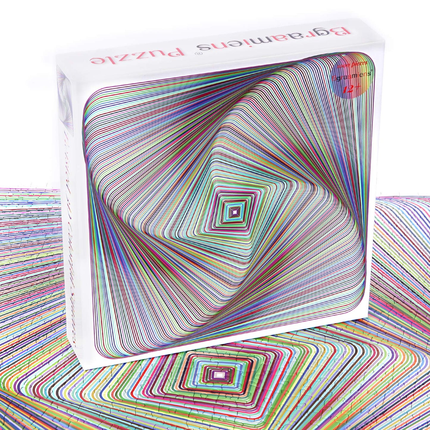 Bgraamiens Puzzle-Twisted 3D Colorful Squares – 1000-Piece Jigsaw Puzzle for Adults (24x24)