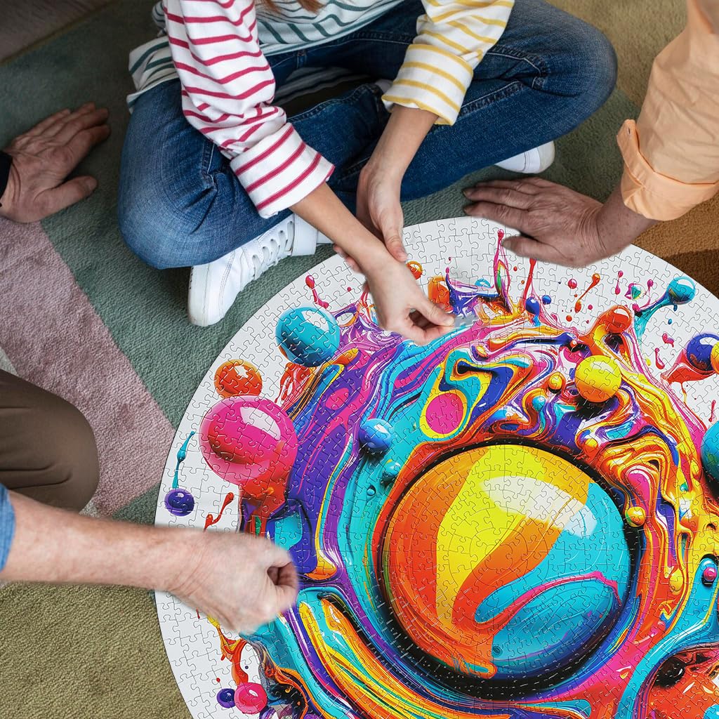 Bgraamiens Paint Splashes 1000-Piece Gradient Puzzle for Adults – Hard Challenge