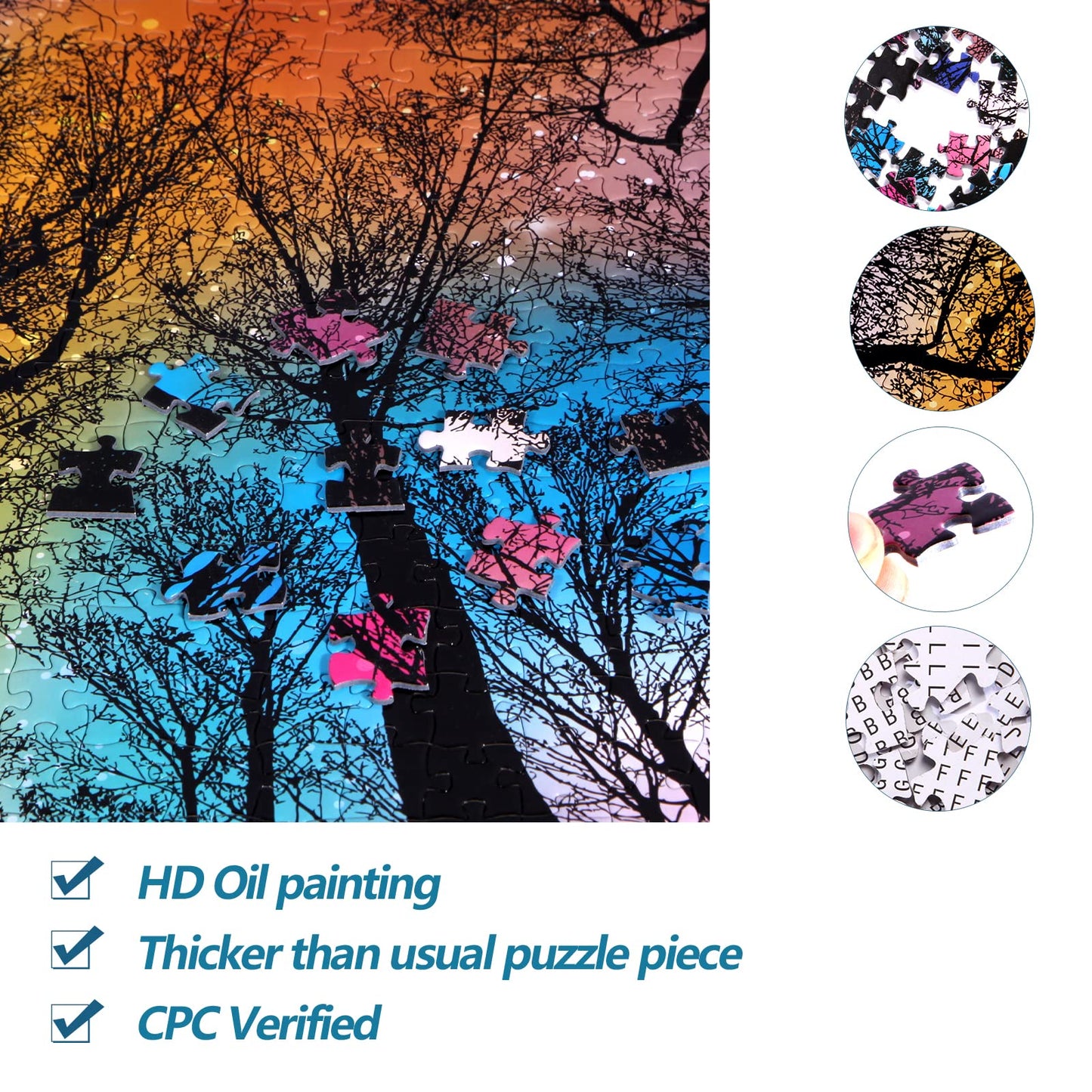 Bgraamiens Forest Under Starry Night Puzzle - 1000 Pieces | Gradient Colorful Puzzle for Adults