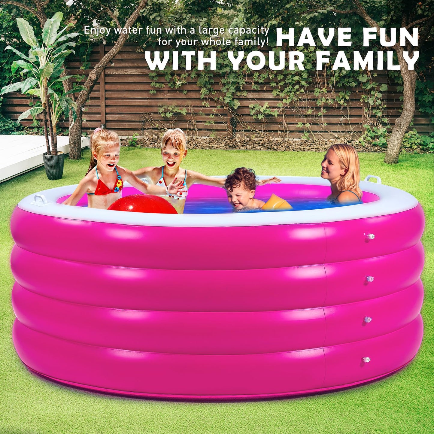 Biange Blow Up Pool 72-inch Round Deep Inflatable Pool for Backyard Fun