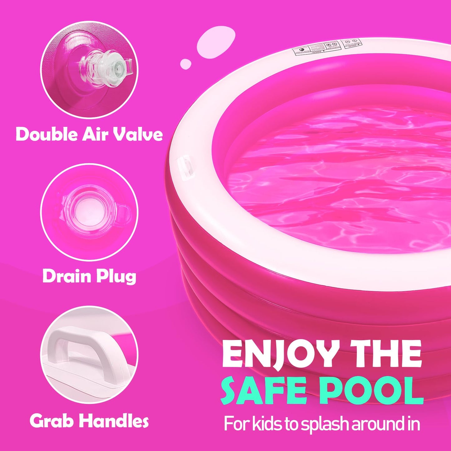 Biange Blow Up Pool 72-inch Round Deep Inflatable Pool for Backyard Fun