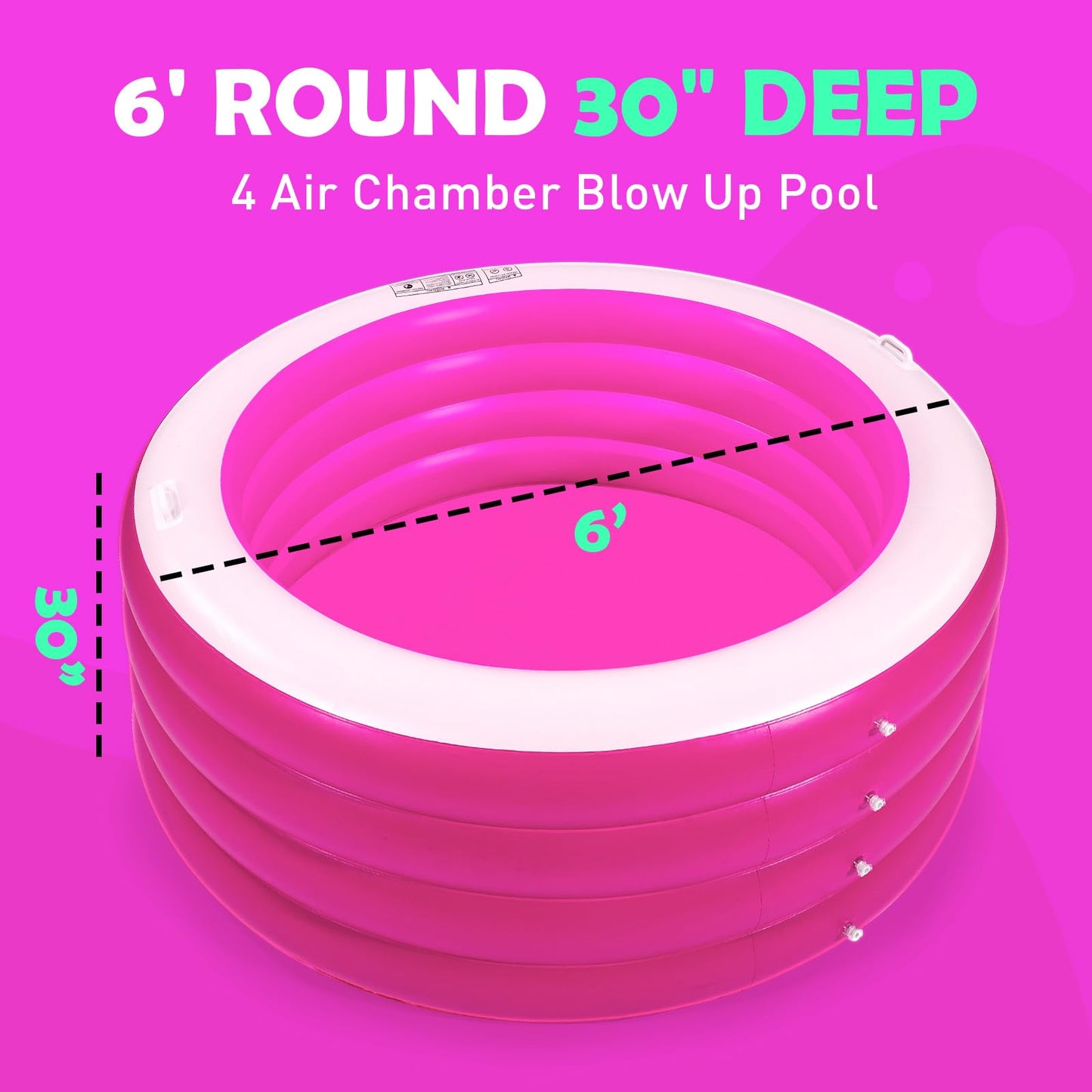 Biange Blow Up Pool 72-inch Round Deep Inflatable Pool for Backyard Fun