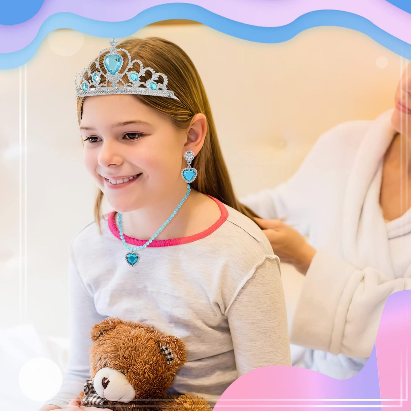 Biange Princess Dress Up Set for Girls – Shoes, Tiara, Jewelry & Gift Box (Ages 3-7)