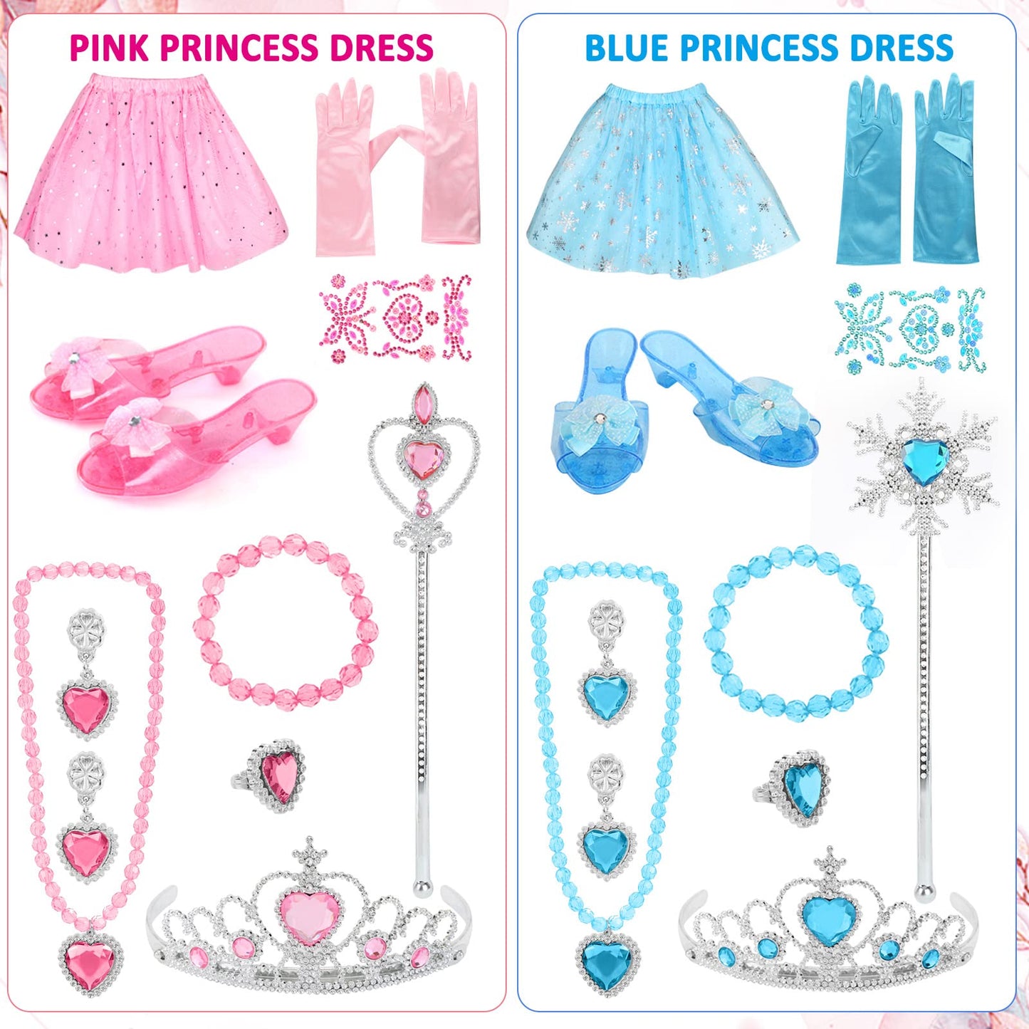 Biange Princess Dress Up Set for Girls – Shoes, Tiara, Jewelry & Gift Box (Ages 3-7)