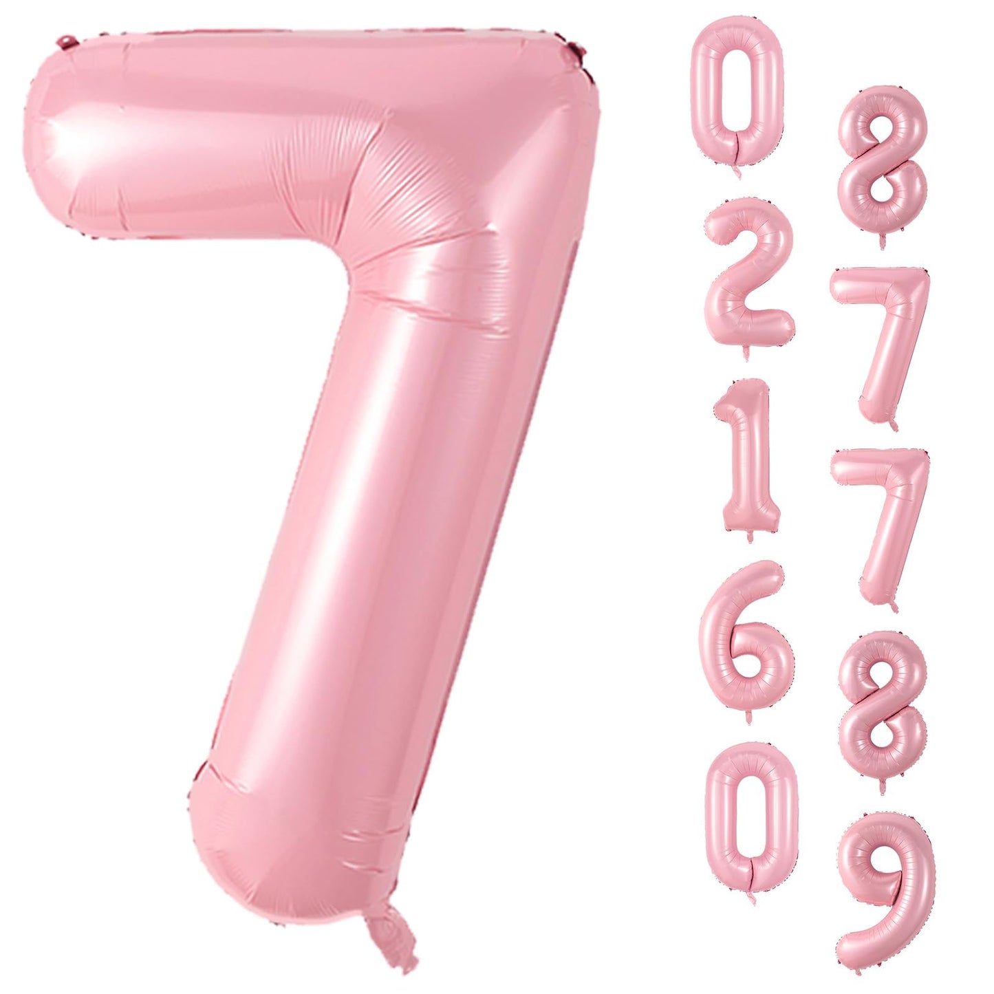 Biapian 40-Inch Pink 7 Balloon Set | Giant Number 7 Foil Balloons for 7th Birthday